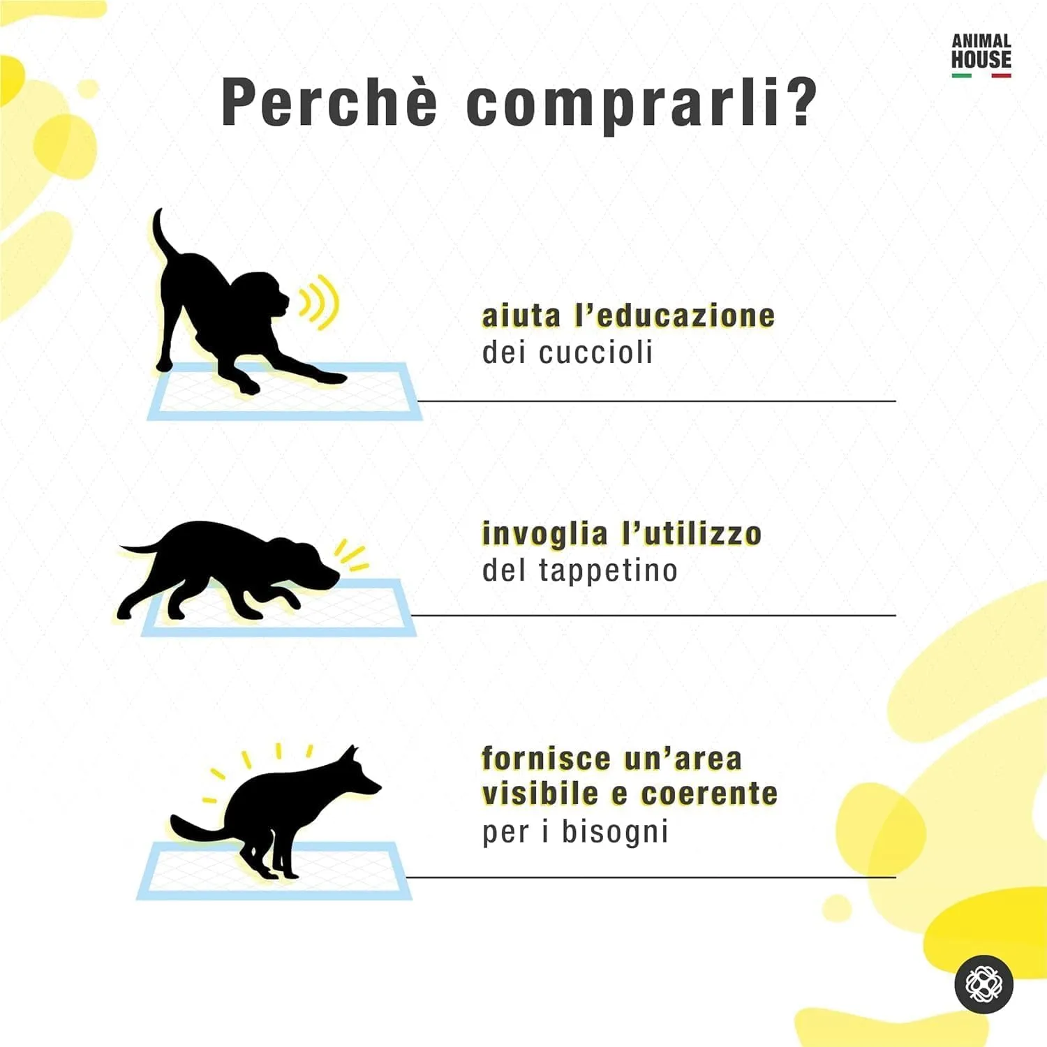 Animal House Tappetini Igienici Assorbenti Camomilla, 60x60 cm, 120 Pezzi - immagine 2