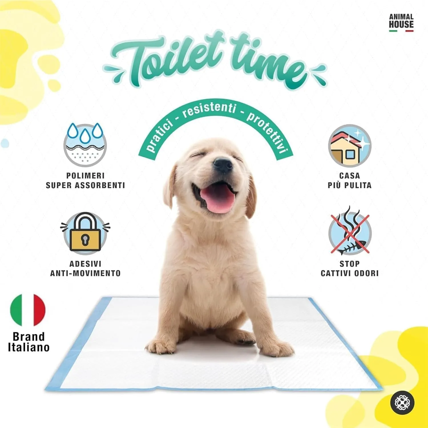 Animal House Tappetini Igienici Assorbenti Camomilla, 60x60 cm, 120 Pezzi - immagine 6