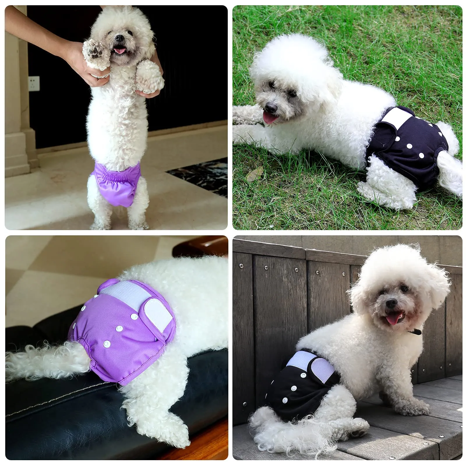 COMSLE Pannolini per Cani Femmina Lavabili e Riutilizzabili, Pack di 3 pezzi, Viola, XS - immagine 5