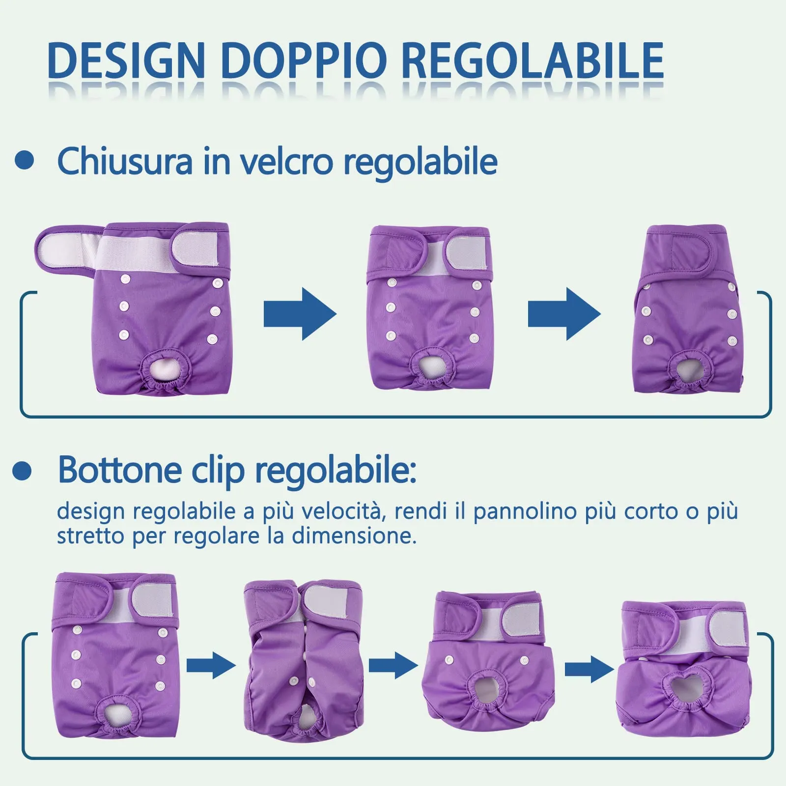 COMSLE Pannolini per Cani Femmina Lavabili e Riutilizzabili, Taglia M, Pack di 3 pezzi, Viola - immagine 3