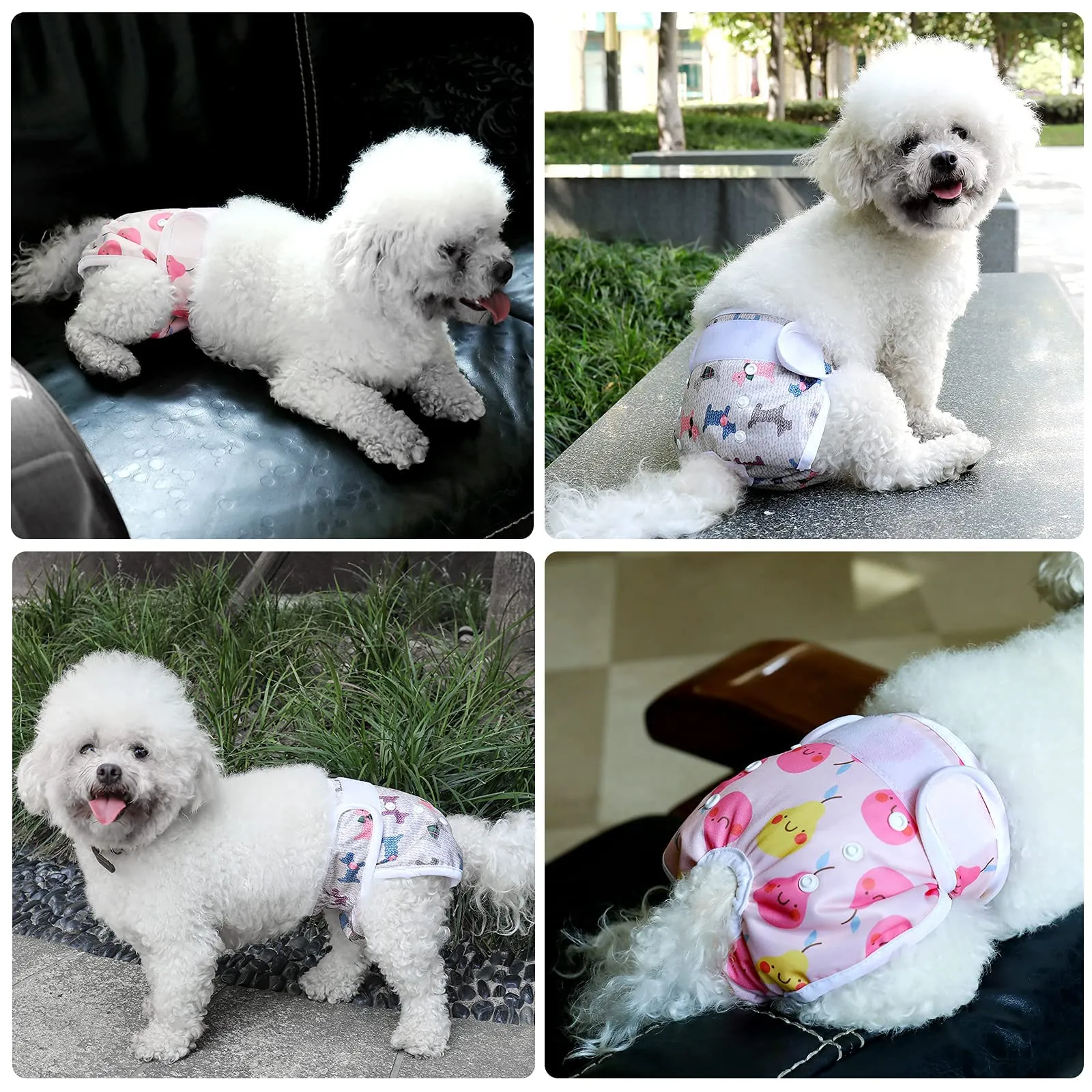 COMSLE Pannolini Lavabili e Riutilizzabili per Cani Femmina, Pack di 3 pezzi, Taglia L, Fiore rosa - immagine 6