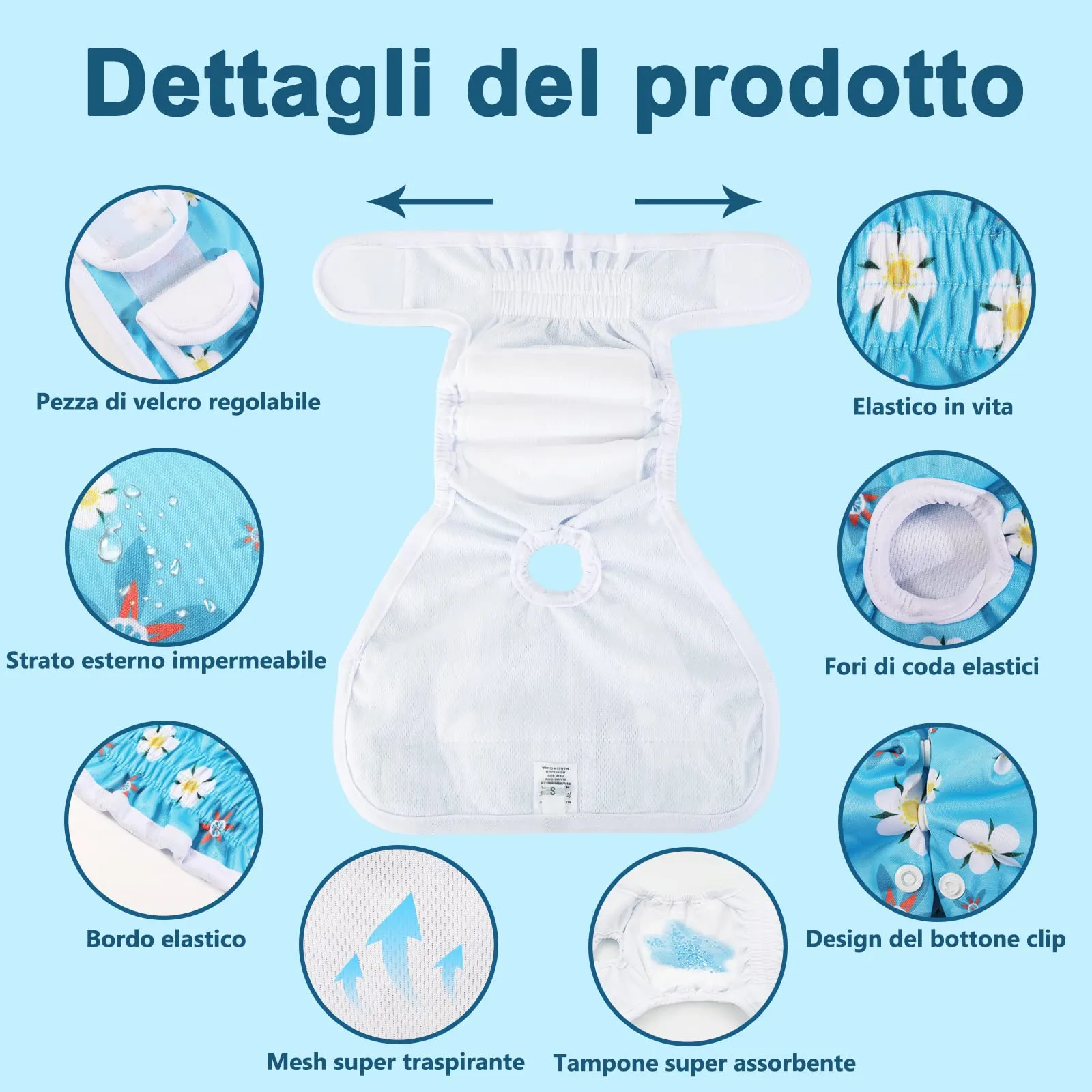 COMSLE Pannolini Lavabili e Riutilizzabili per Cani Femmina, Taglia L, Pack di 3 Pezzi, Fiore Carino - immagine 2