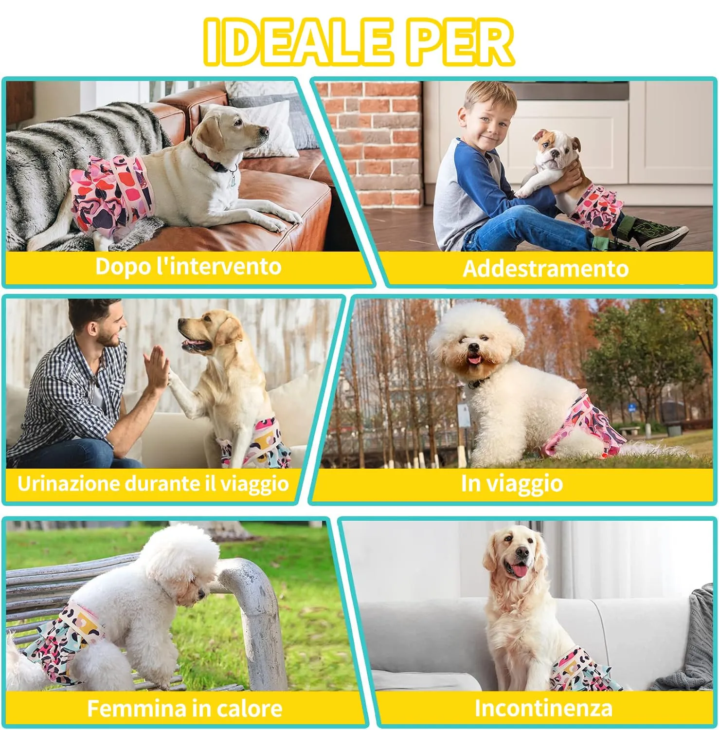 COMSLE Pannolini per Cani Femmina Lavabili e Riutilizzabili, Leopardo rosa, XS, Pack di 3 pezzi - immagine 6