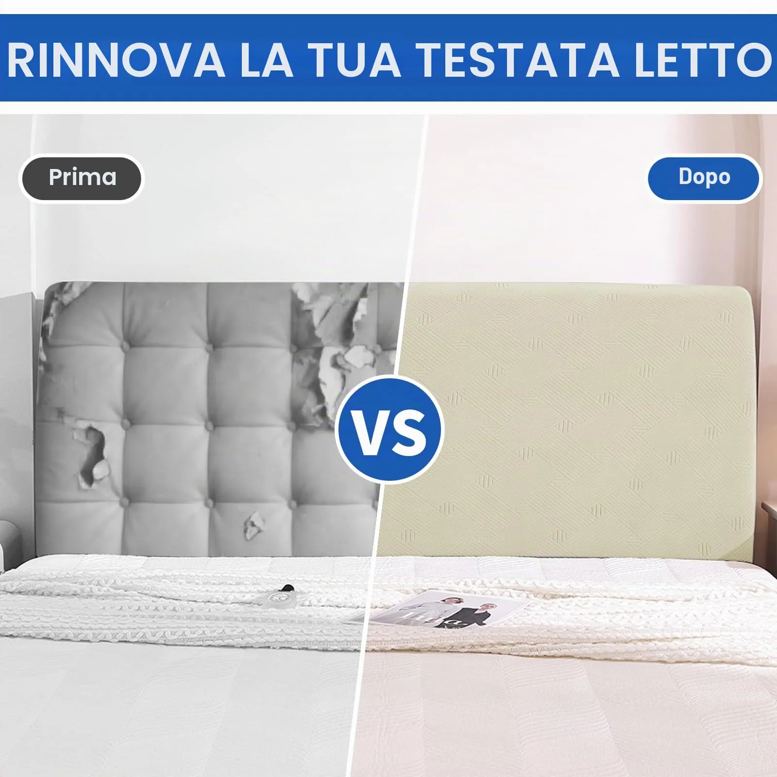 Ystyle Copri Testiera Letto Elasticizzata Singolo, 90cm, Beige - immagine 7