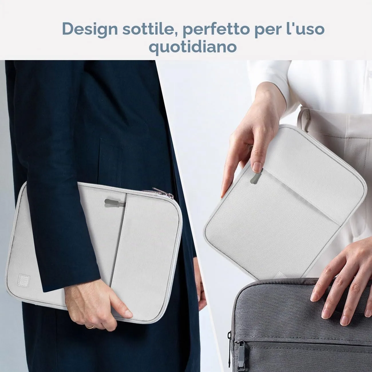 Dadanism Custodia Borsa Portatile per Tablet 13 Pollici, Grigio Bianco - immagine 7