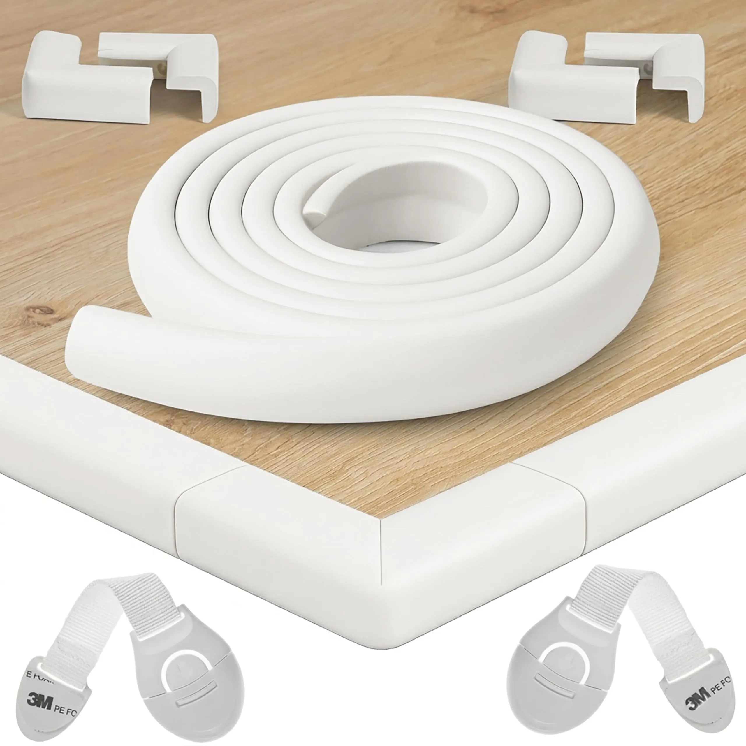 Happy Chlea Kit Sicurezza Casa: 2m Parabordi, 4 Angolari in Gomma con Schiuma Attiva e 2 Blocca Cassetti - immagine 1