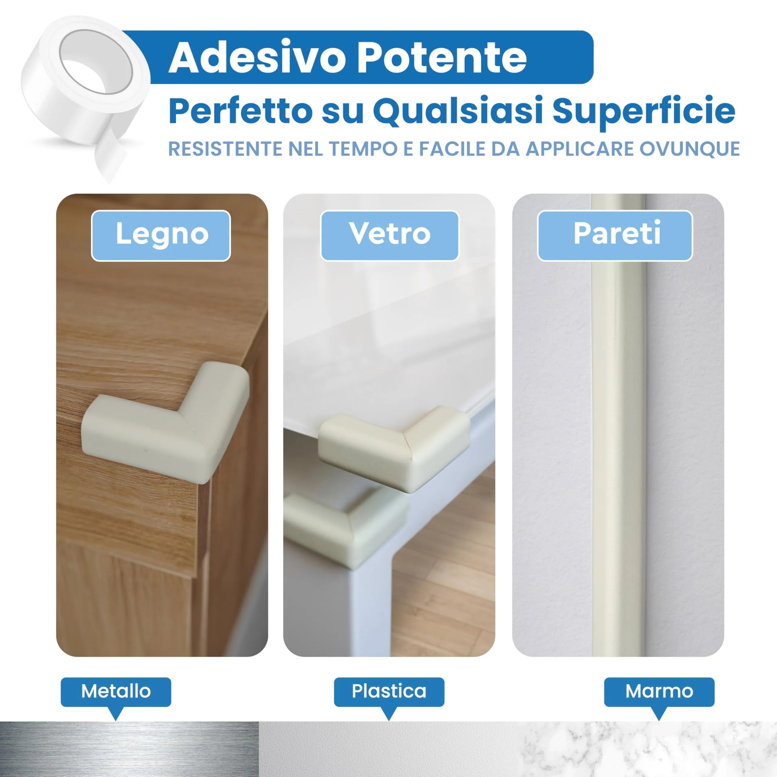 Happy Chlea Kit Sicurezza Casa: 2m Parabordi, 4 Angolari in Gomma con Schiuma Attiva e 2 Blocca Cassetti - immagine 5