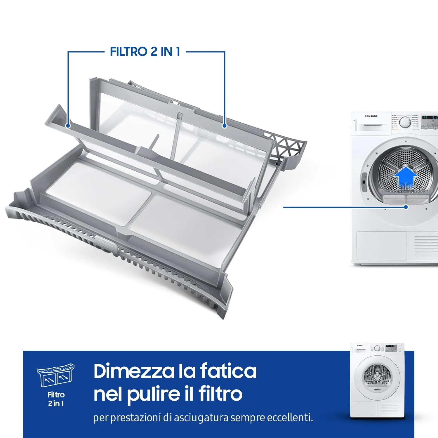Samsung Crystal Ecodry DV80TA020TH/ET Asciugatrice Pompa di Calore 8 kg, Bianco - immagine 3