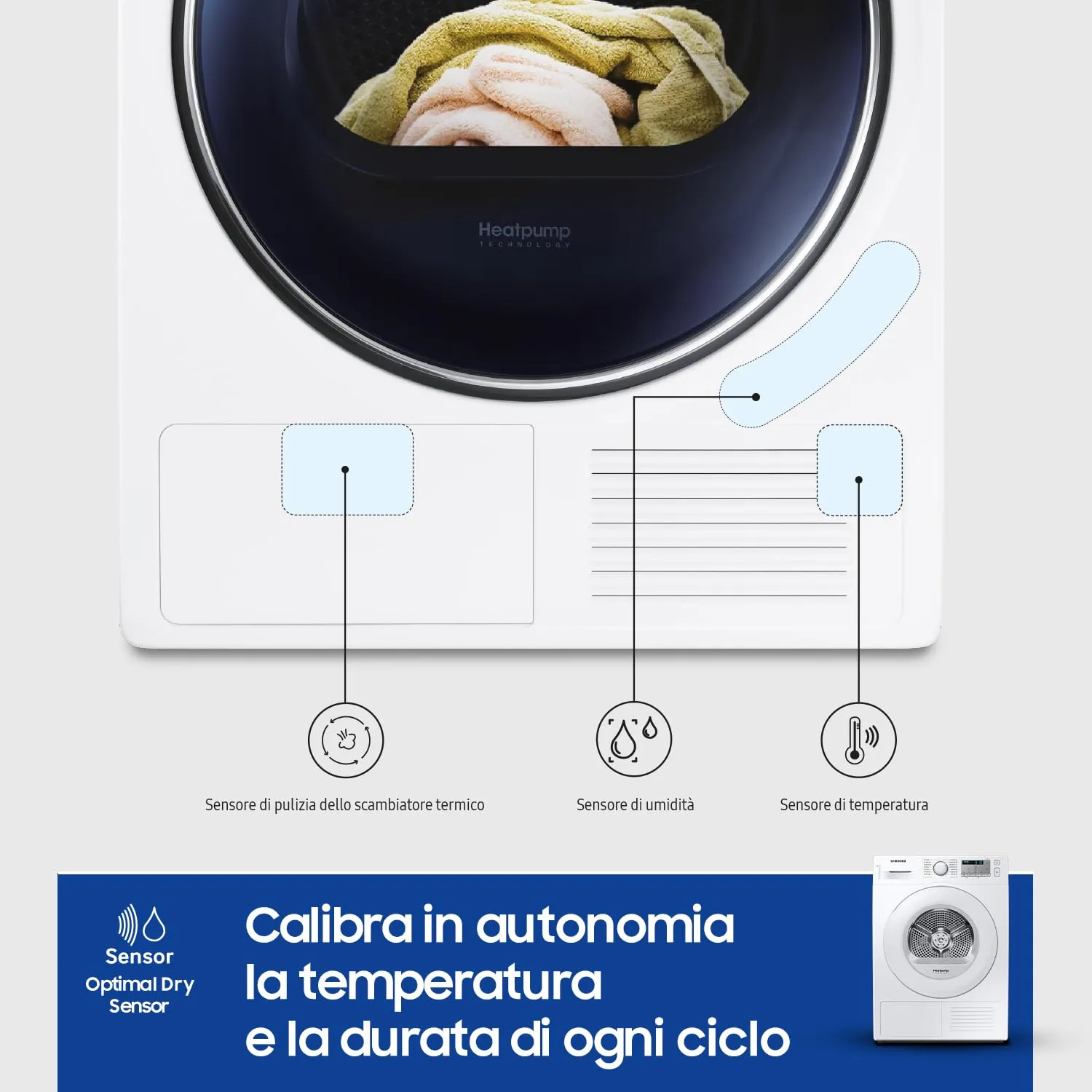Samsung Crystal Ecodry DV80TA020TH/ET Asciugatrice Pompa di Calore 8 kg, Bianco - immagine 4