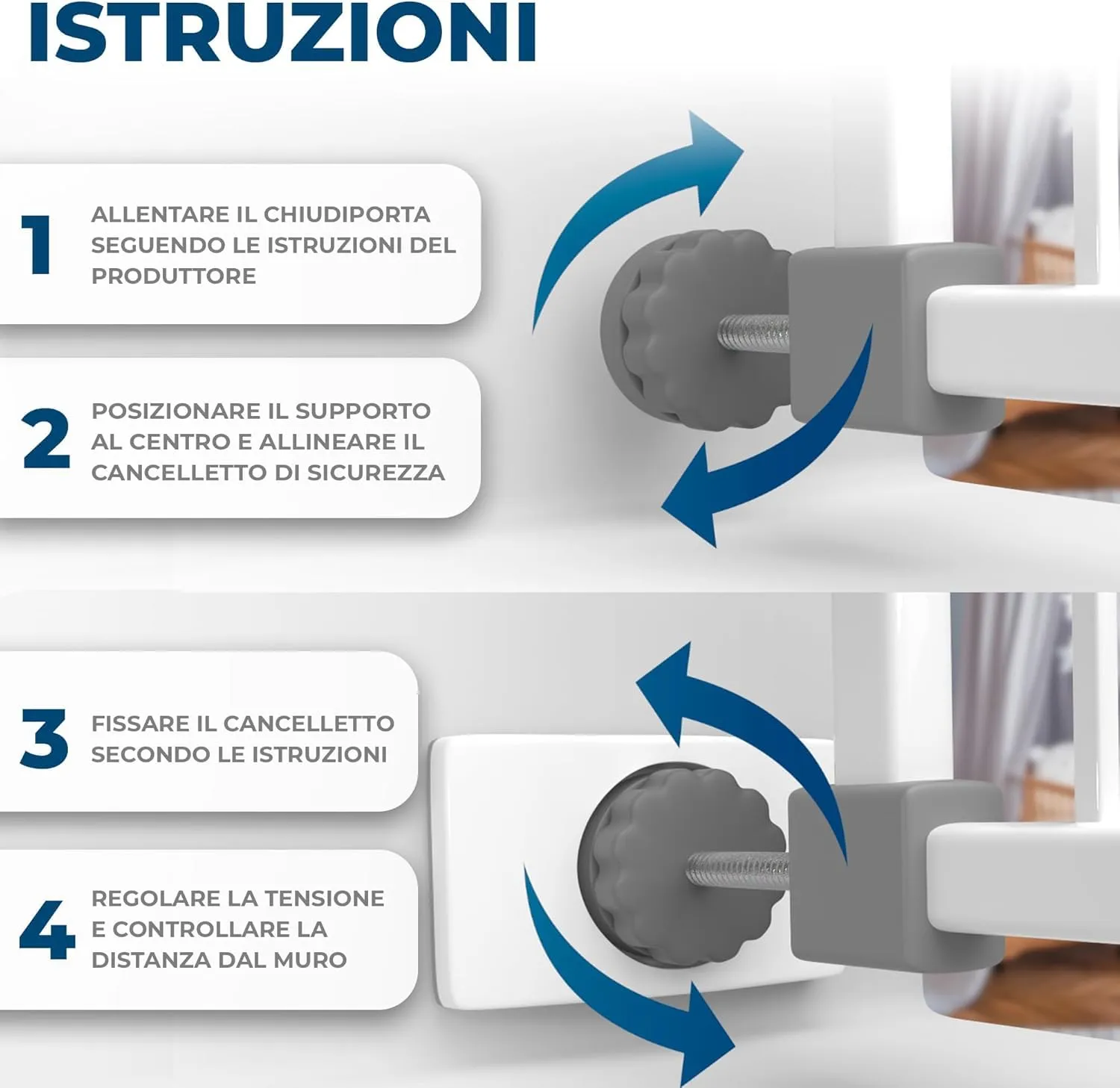 Hoffenbach Protezioni Antiscivolo per Cancelletto per Bambini e Cani, 4 pezzi - immagine 8