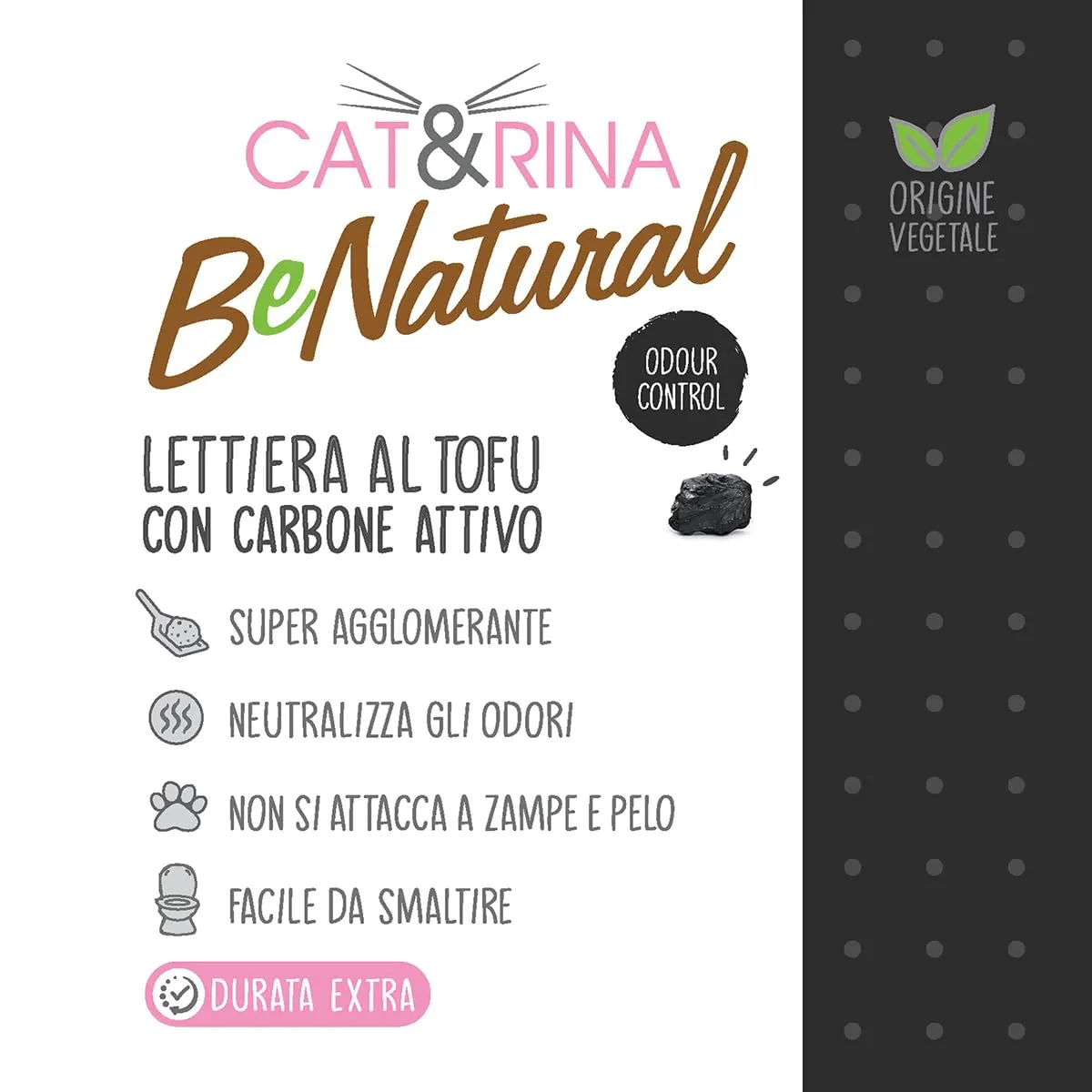 Cat&Rina BeNatural Lettiera per Gatti al Tofu Agglomerante Vegetale ai Carboni Attivi, 5,5l - immagine 5