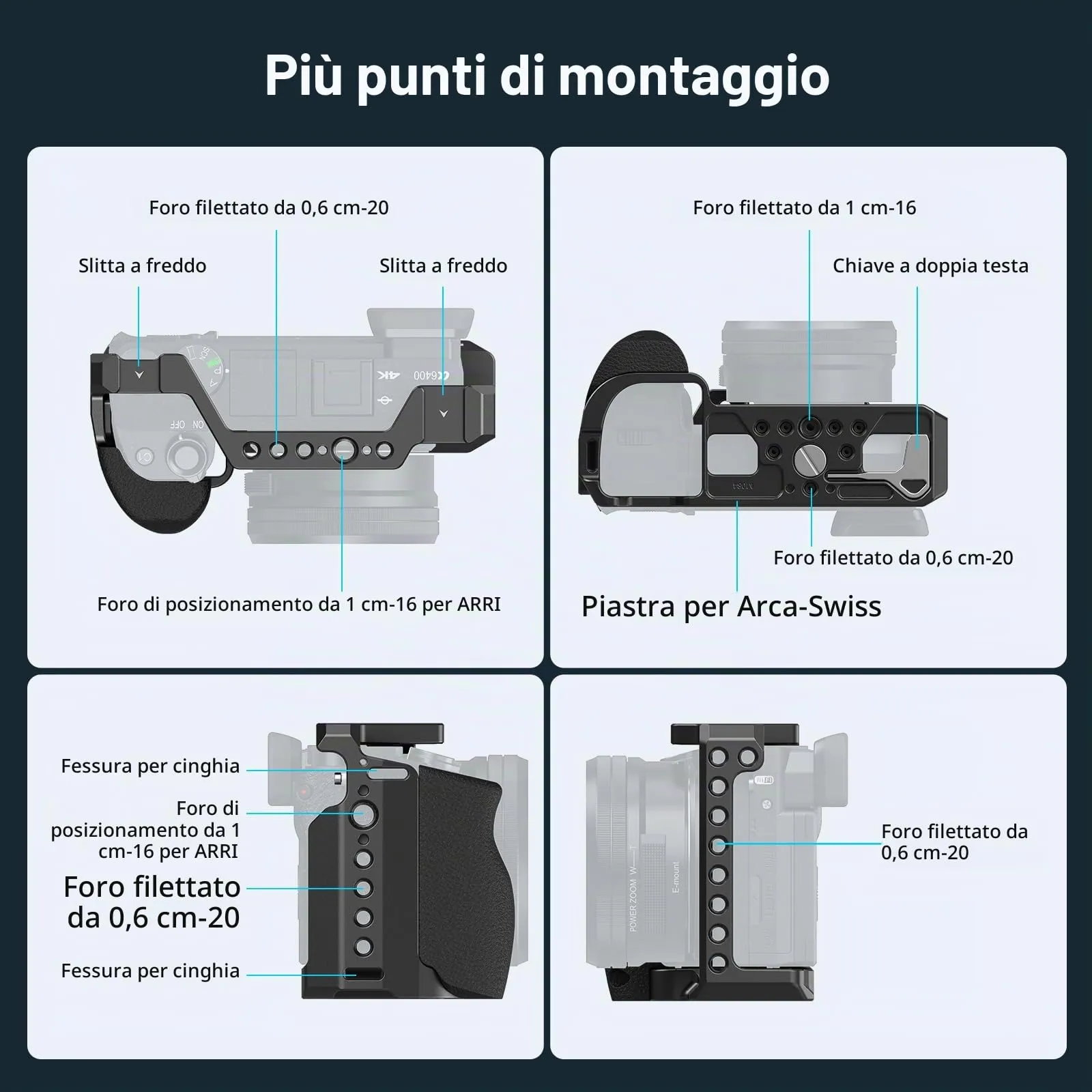 SmallRig Cage con Impugnatura in Silicone per Sony A6100 A6300 A6400 3164 - immagine 2