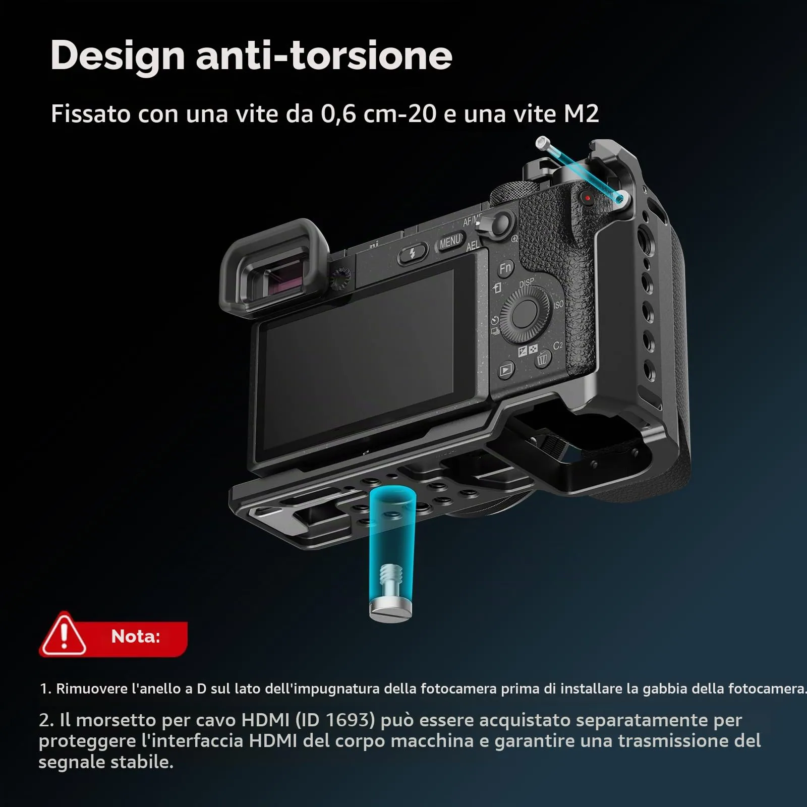 SmallRig Cage con Impugnatura in Silicone per Sony A6100 A6300 A6400 3164 - immagine 4