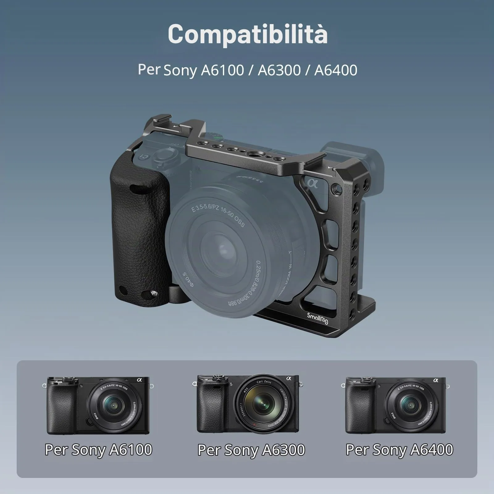 SmallRig Cage con Impugnatura in Silicone per Sony A6100 A6300 A6400 3164 - immagine 8