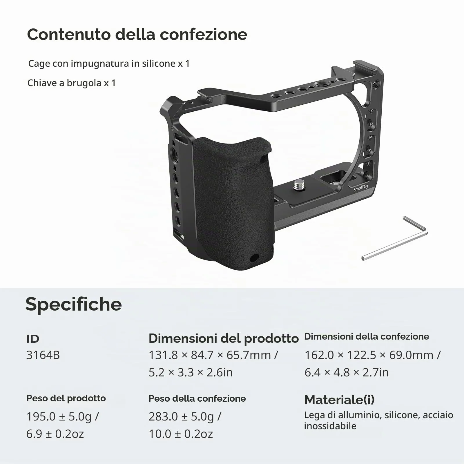SmallRig Cage con Impugnatura in Silicone per Sony A6100 A6300 A6400 3164 - immagine 9