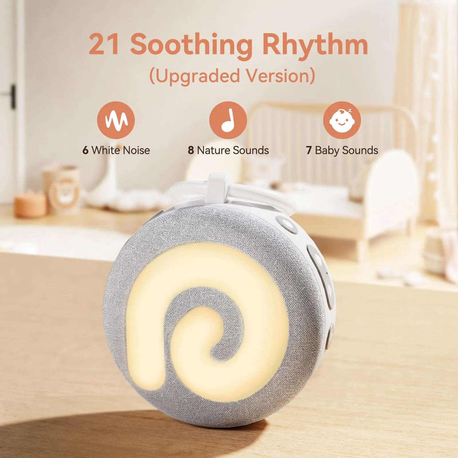 Dreamegg D11 Rumori Bianchi per Neonato con Luce Notturna, USB-C, Grigio - immagine 3