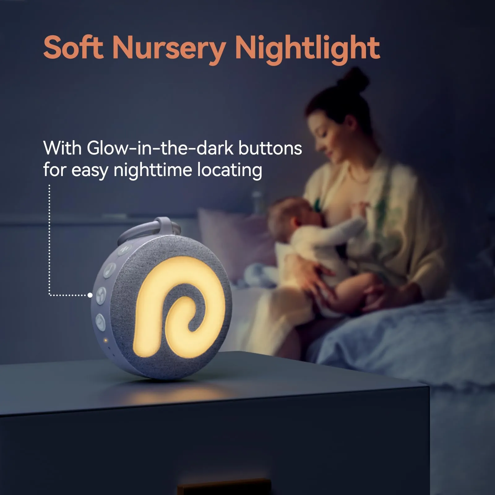 Dreamegg D11 Rumori Bianchi per Neonato con Luce Notturna, USB-C, Grigio - immagine 4