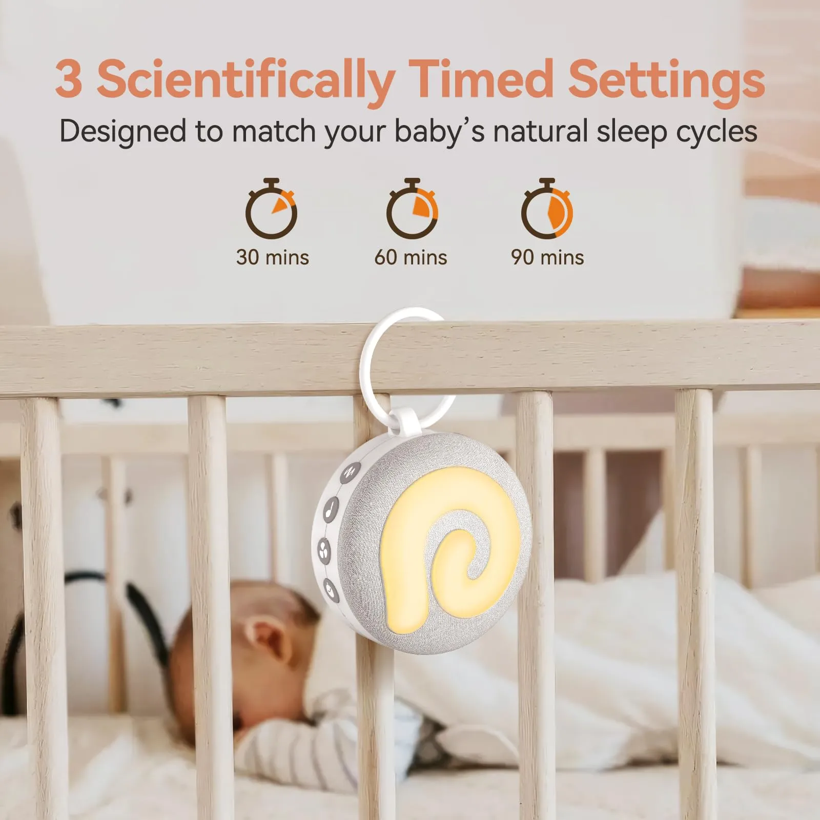 Dreamegg D11 Rumori Bianchi per Neonato con Luce Notturna, USB-C, Grigio - immagine 6