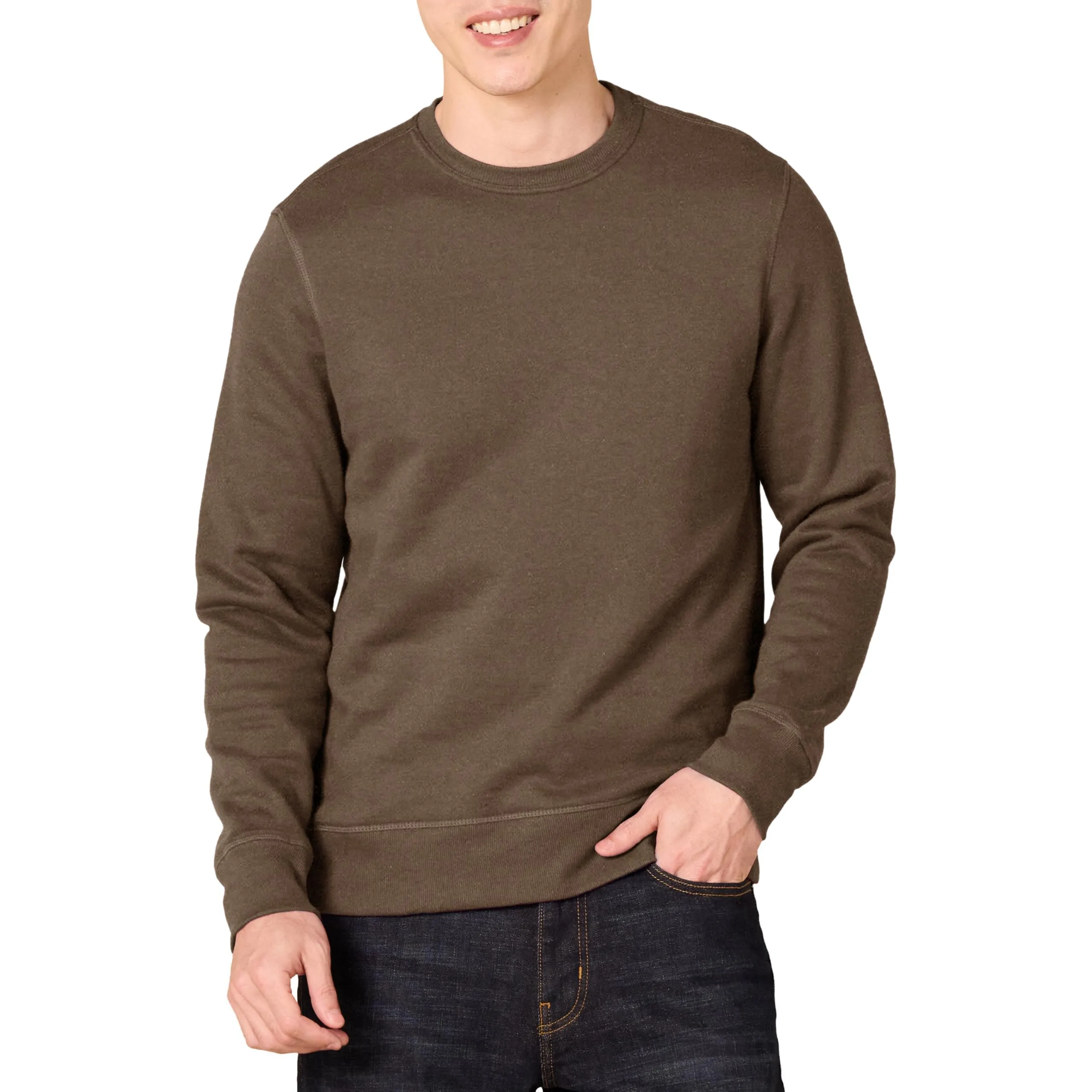 Amazon Essentials Felpa Girocollo in Pile Uomo, Marrone Medio, M - immagine 1