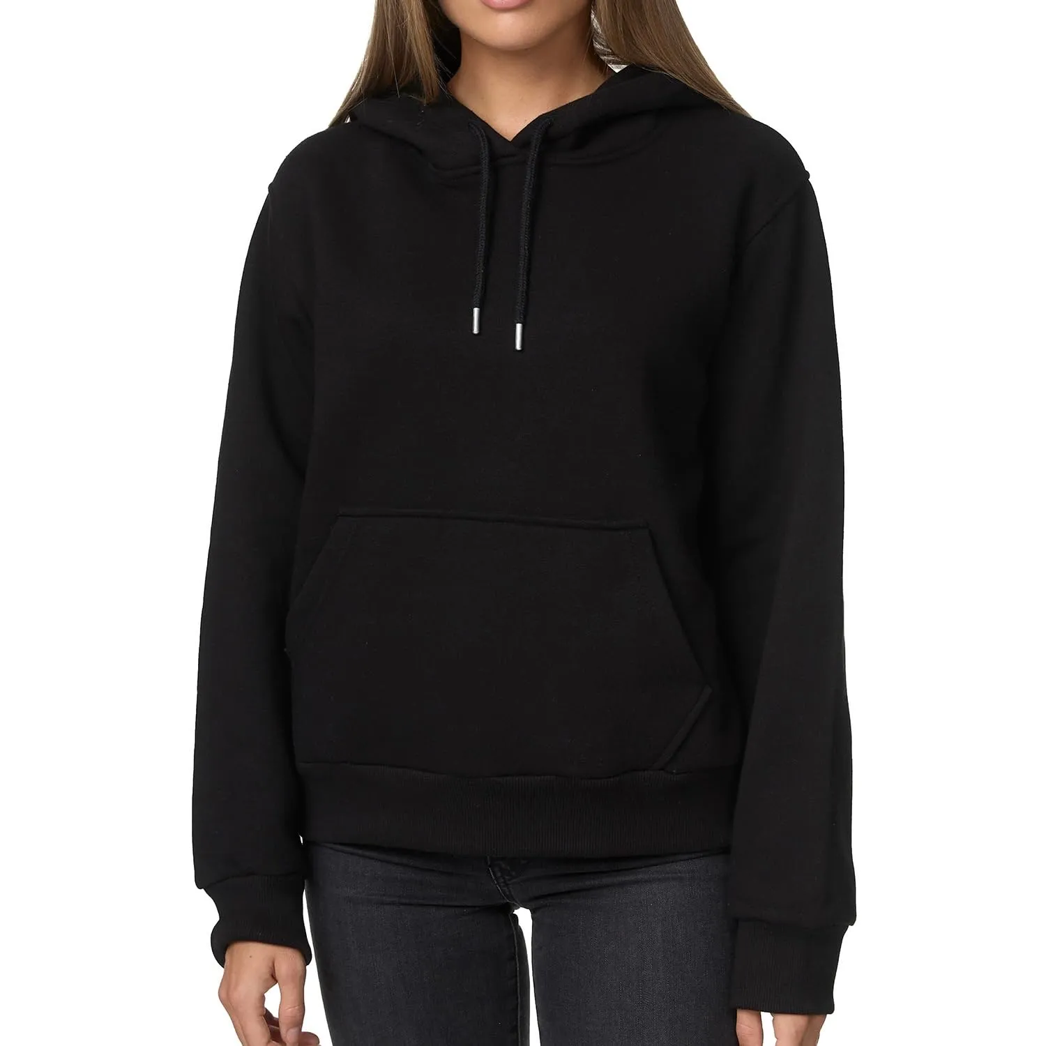 Smith & Solo Hoodie Donna Felpa con Cappuccio in Cotone - Nero - M - immagine 1