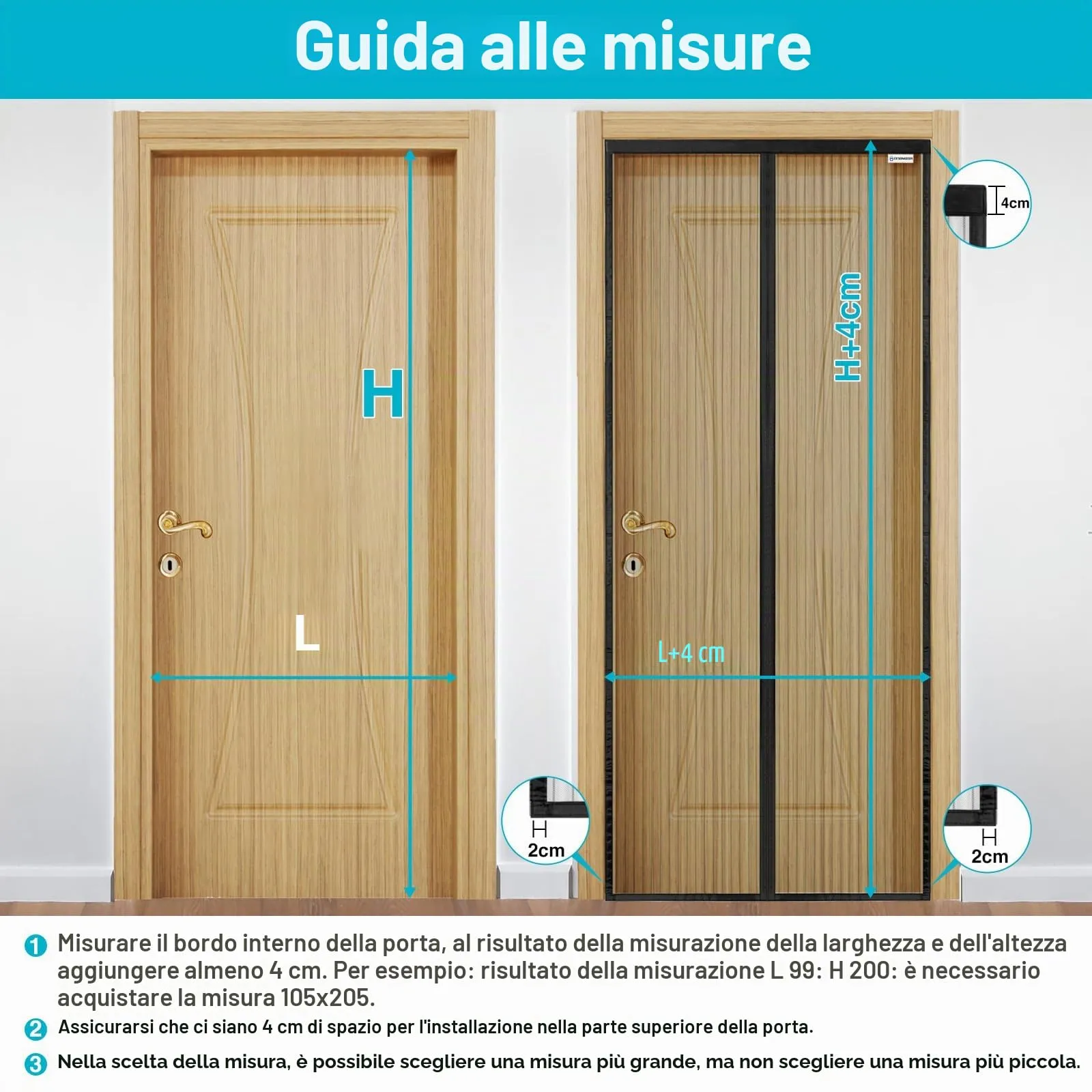 design4door Zanzariera Magnetica per Porta Finestra, 160 x 240 cm, Nero - immagine 5
