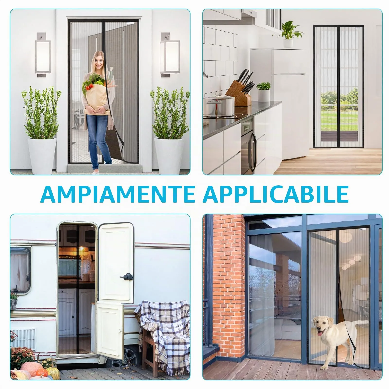 design4door Zanzariera Magnetica per Porta Finestra, 160 x 240 cm, Nero - immagine 6