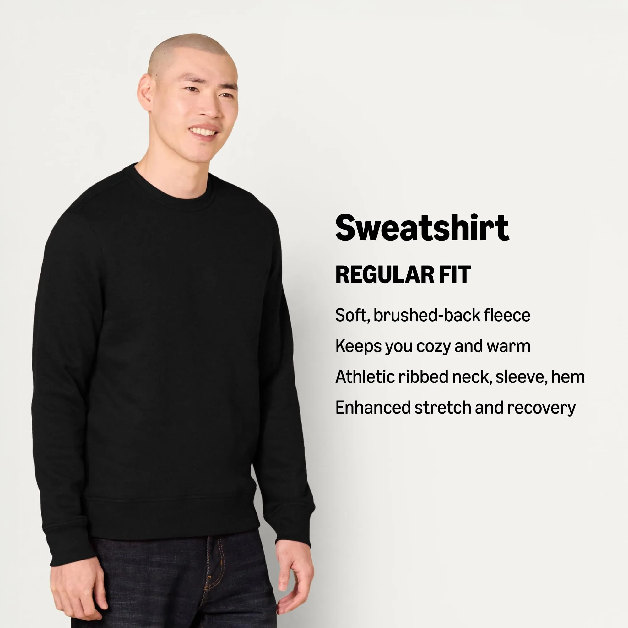 Amazon Essentials Felpa Girocollo in Pile Uomo, Nero, 6XL Plus - immagine 3