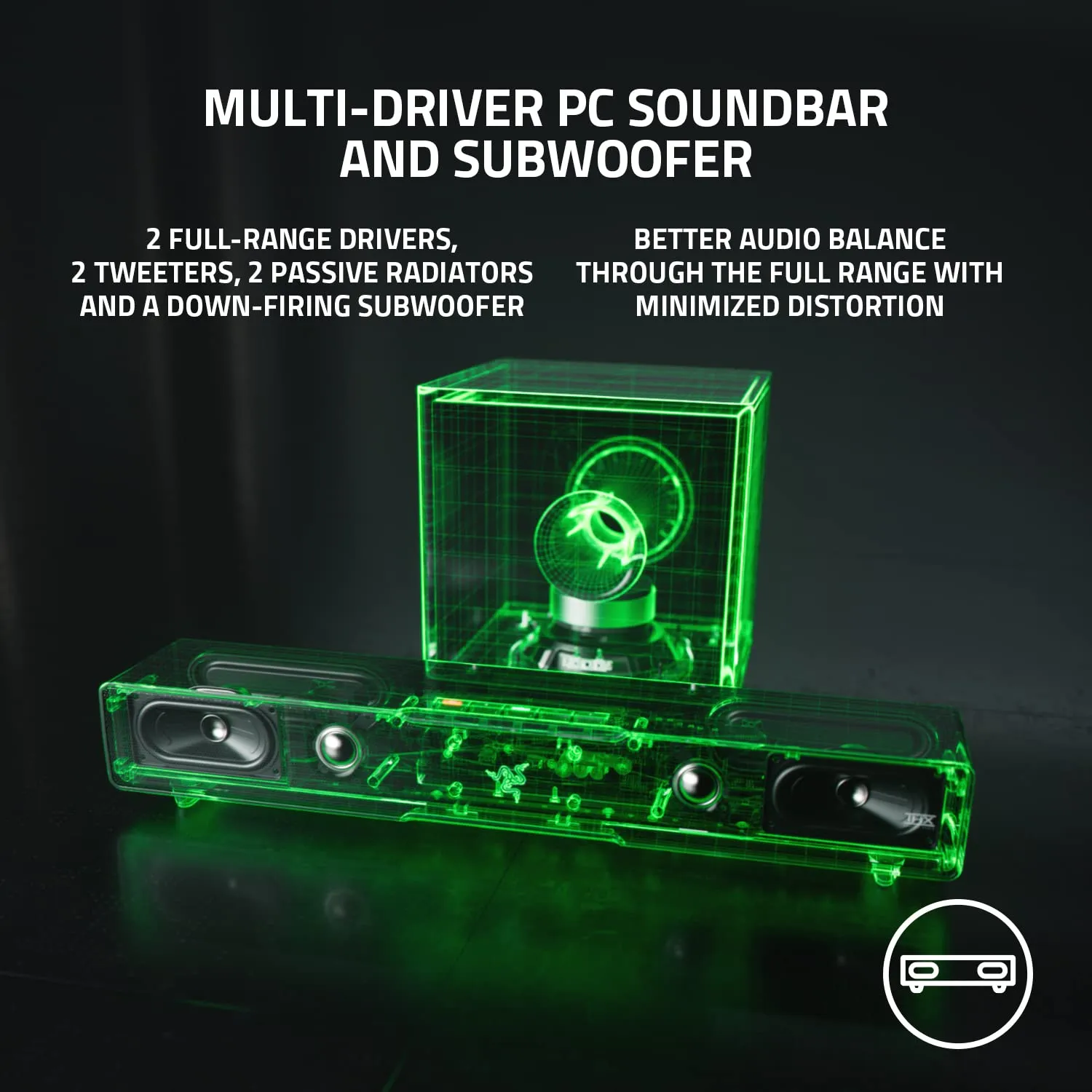Razer Leviathan V2 Soundbar per PC Gaming con Subwoofer, Dolby 5.1, Nero - immagine 2