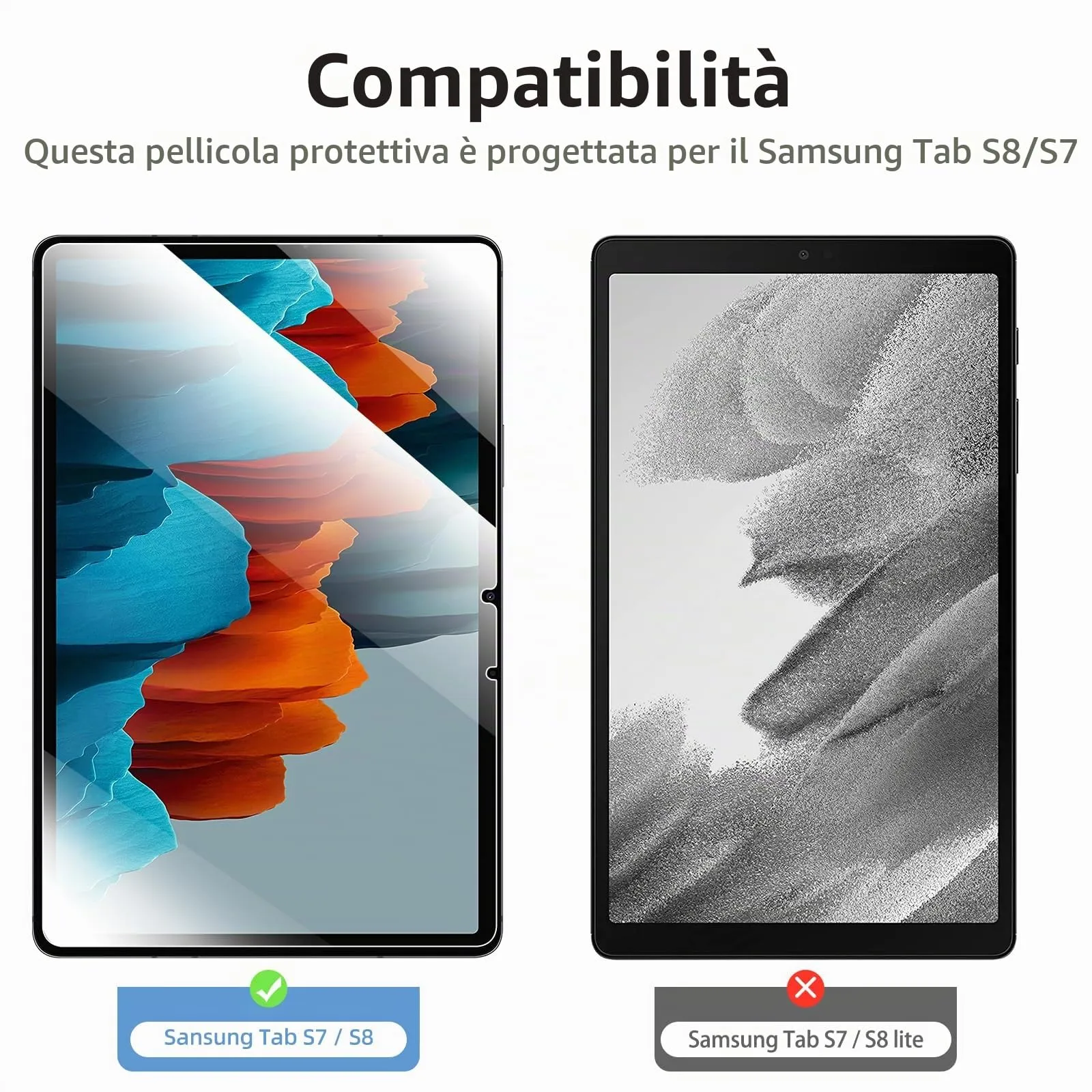 NEW'C Pellicola in Vetro Temperato per Samsung Galaxy Tab S7/S8 11 pollici - immagine 2