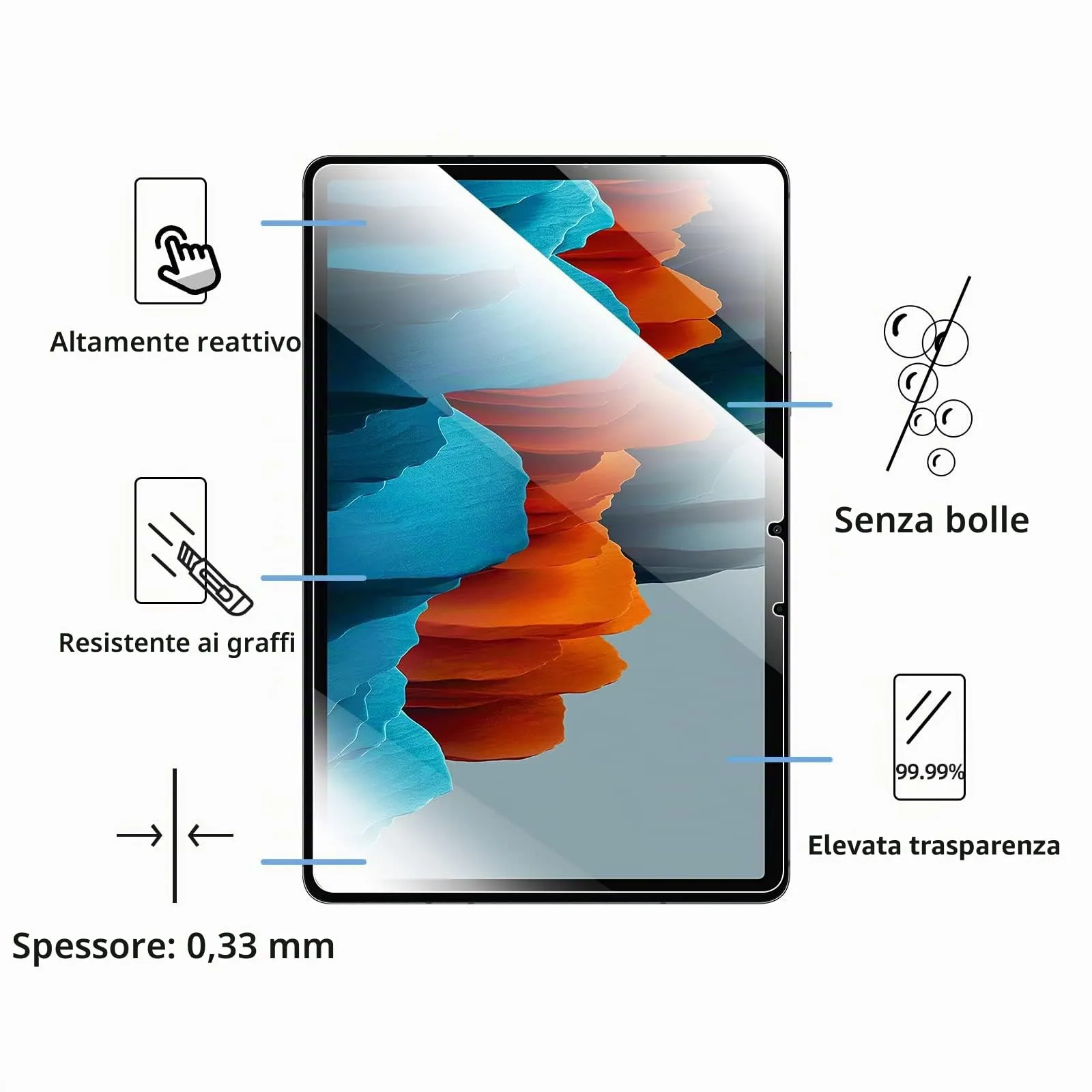 NEW'C Pellicola in Vetro Temperato per Samsung Galaxy Tab S7/S8 11 pollici - immagine 4
