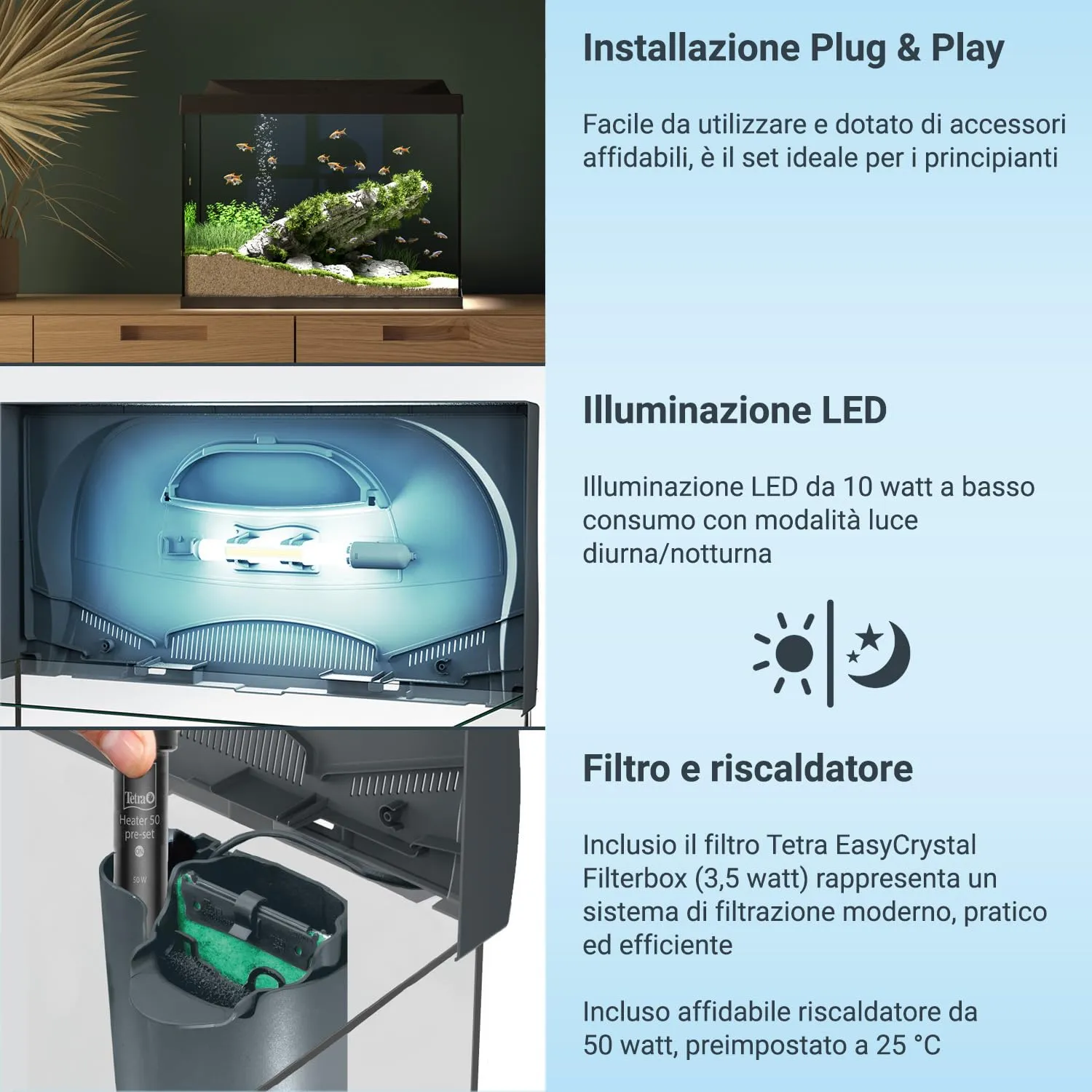 Tetra Starter Line 54 L Set Acquario con Illuminazione LED, Nero - immagine 2