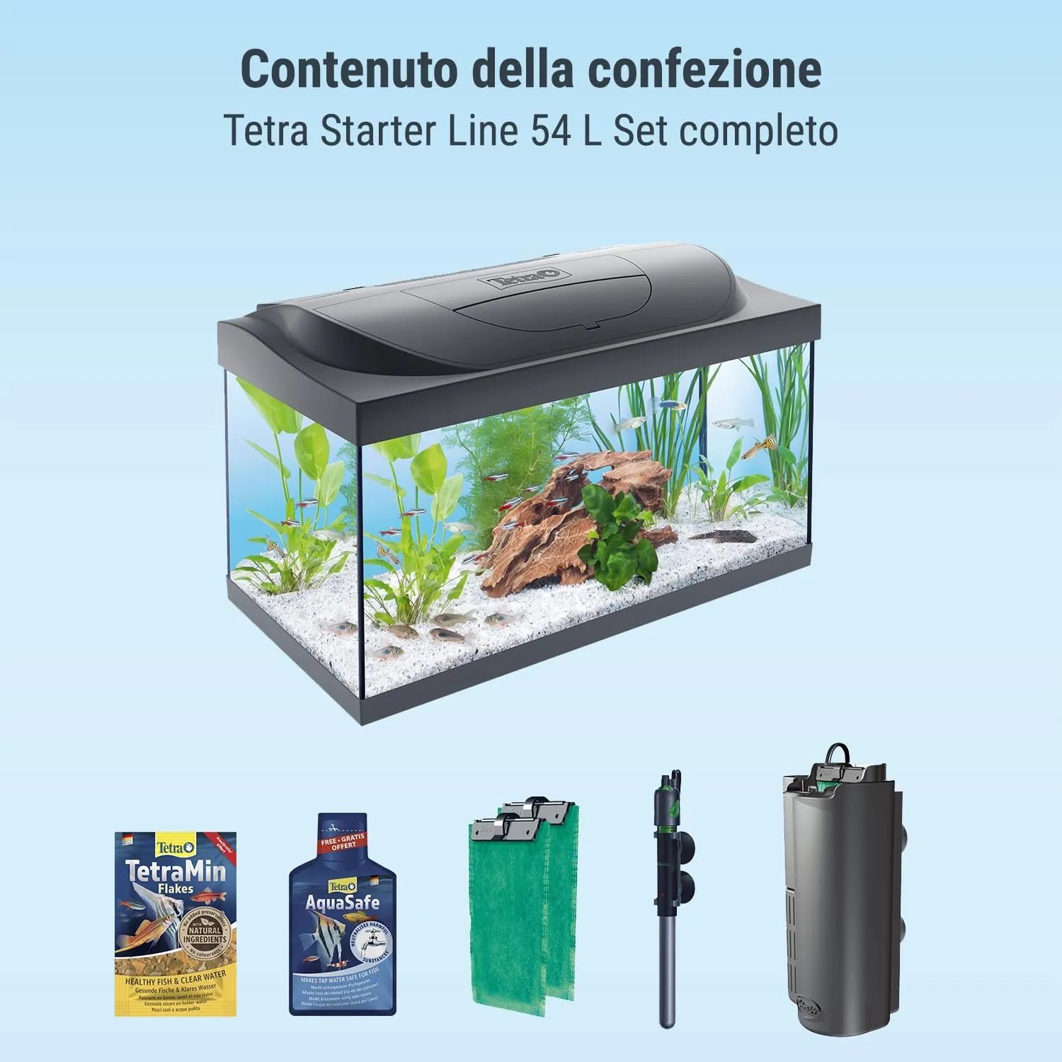 Tetra Starter Line 54 L Set Acquario con Illuminazione LED, Nero - immagine 4
