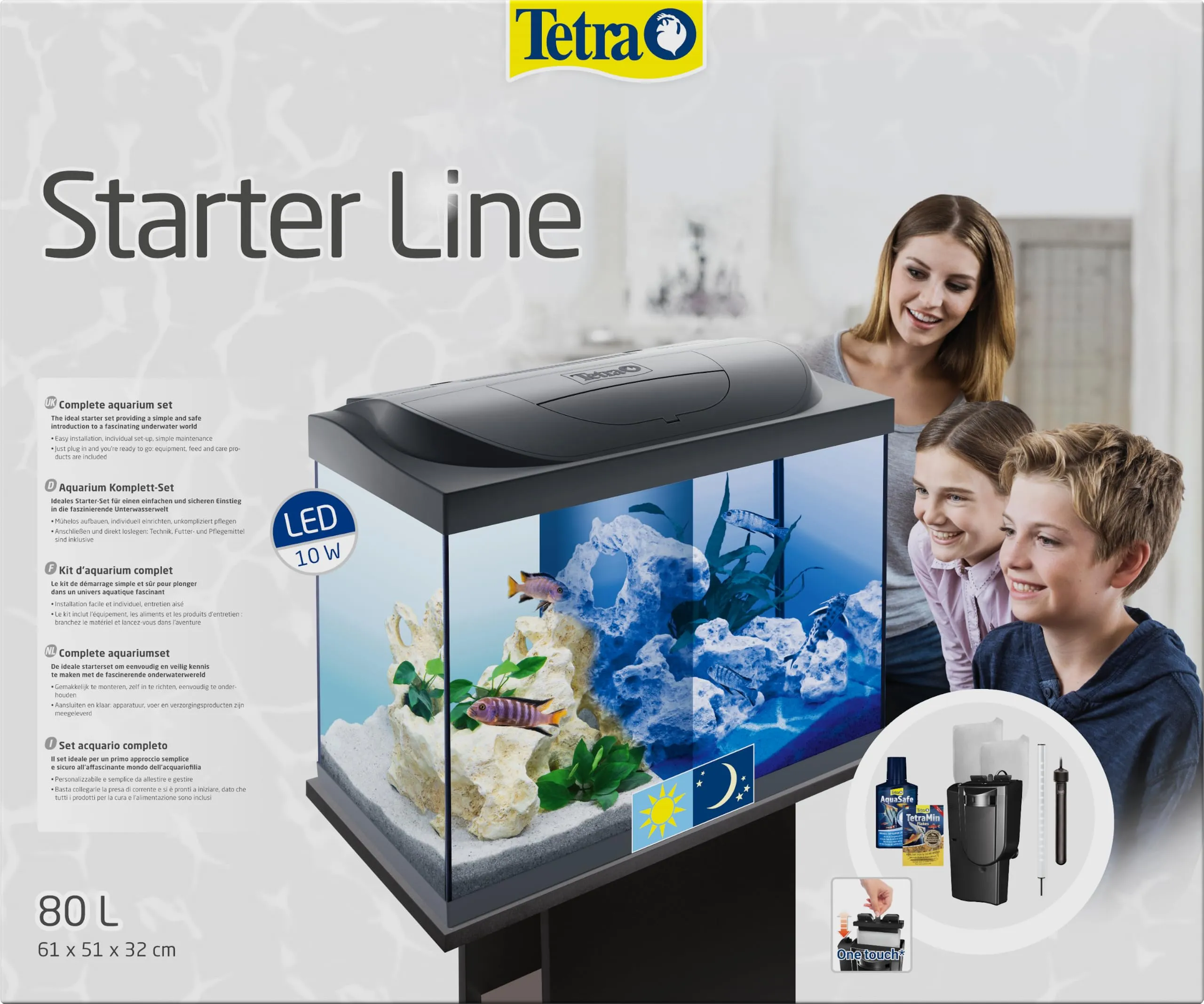 Tetra Starter Line 80 L Set Acquario con Illuminazione LED, Nero - immagine 2