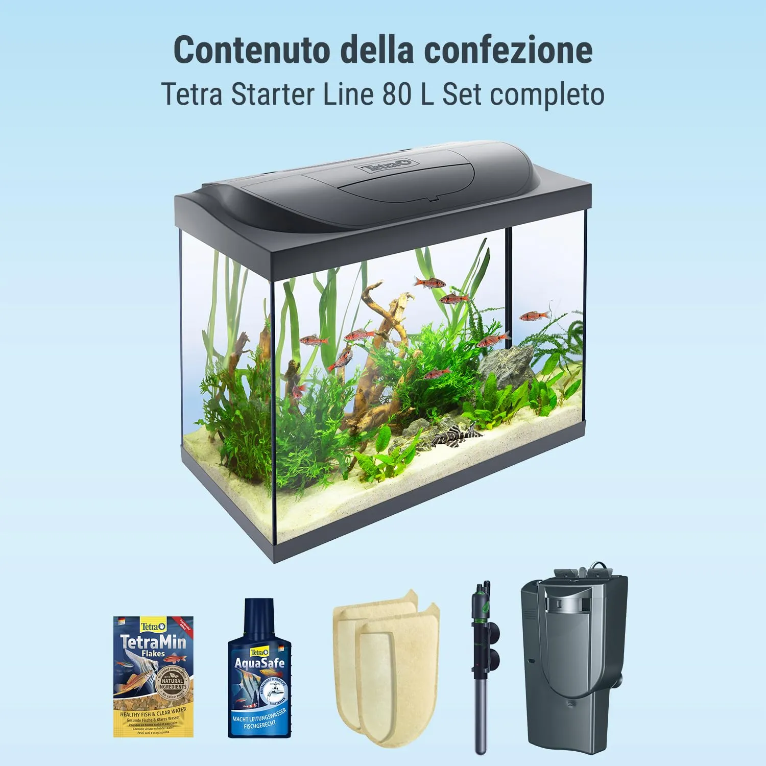 Tetra Starter Line 80 L Set Acquario con Illuminazione LED, Nero - immagine 5