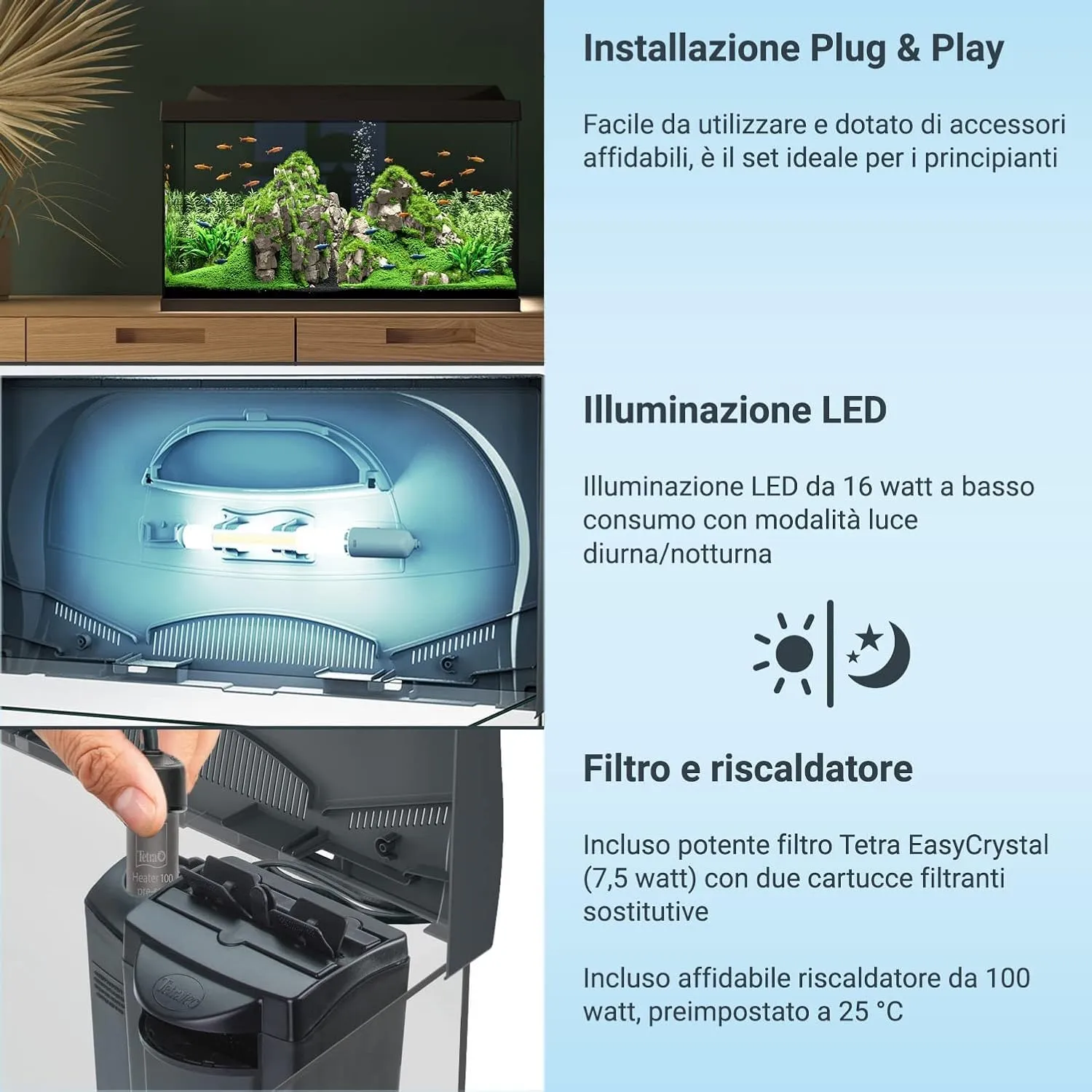 Tetra Starter Line 105 L Acquario Set con Illuminazione LED, Nero - immagine 3
