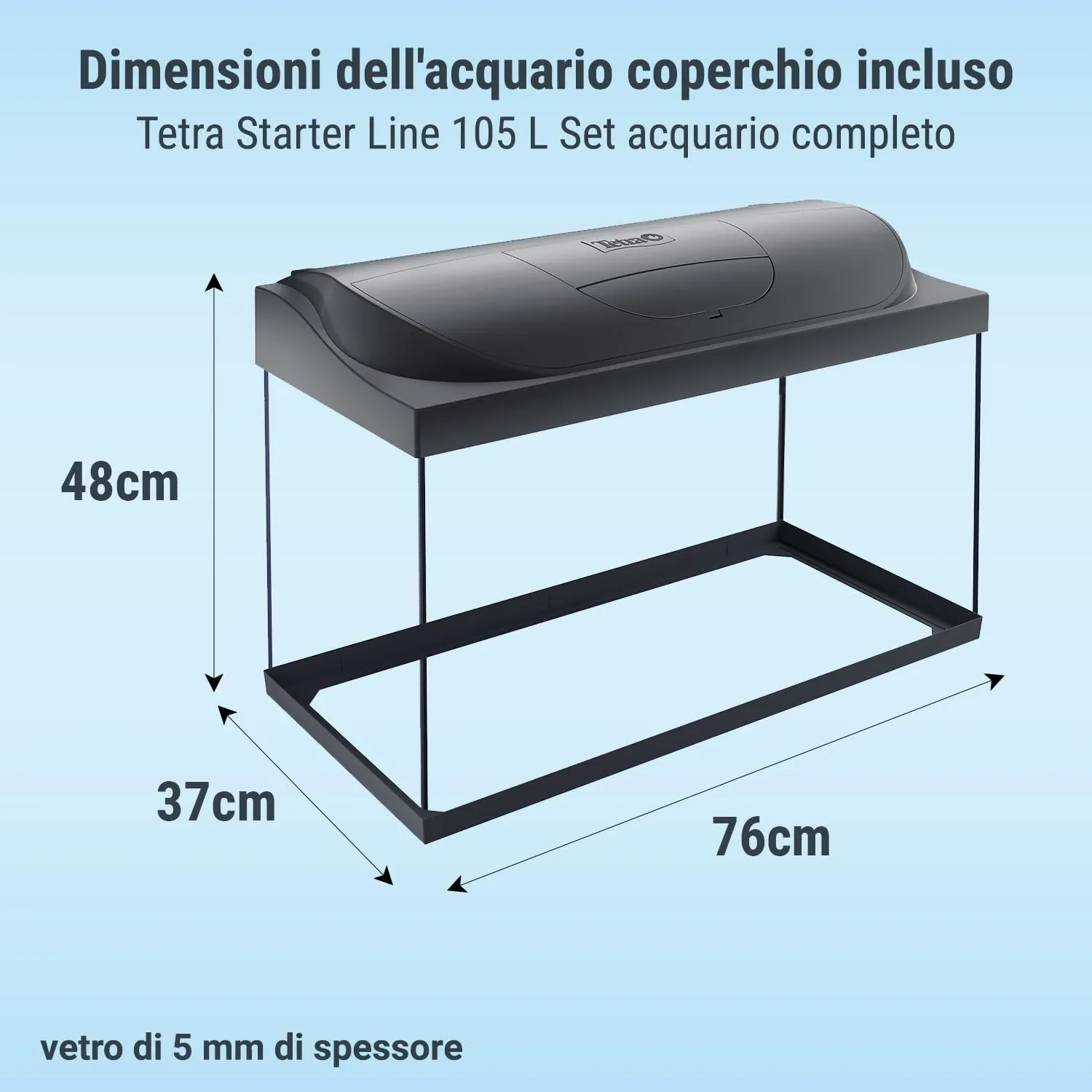 Tetra Starter Line 105 L Acquario Set con Illuminazione LED, Nero - immagine 5