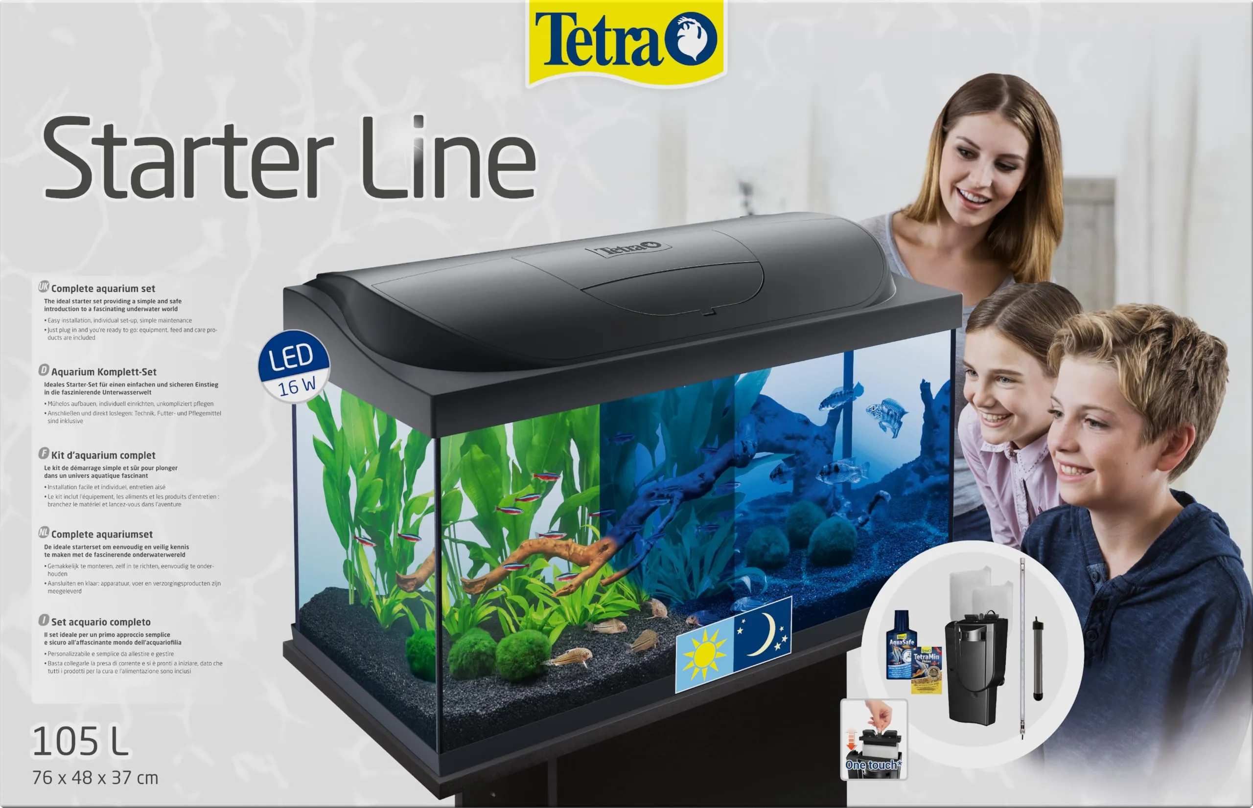 Tetra Starter Line 105 L Acquario Set con Illuminazione LED, Nero - immagine 8