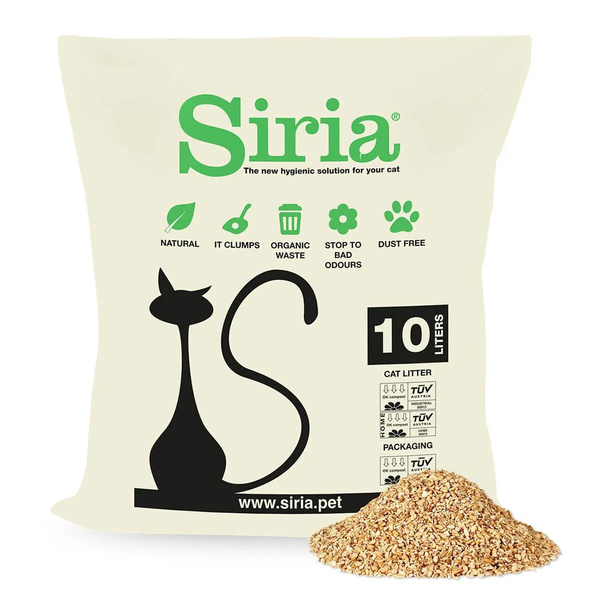 Siria Lettiera per Gatti Vegetale e Agglomerante 10L - immagine 1