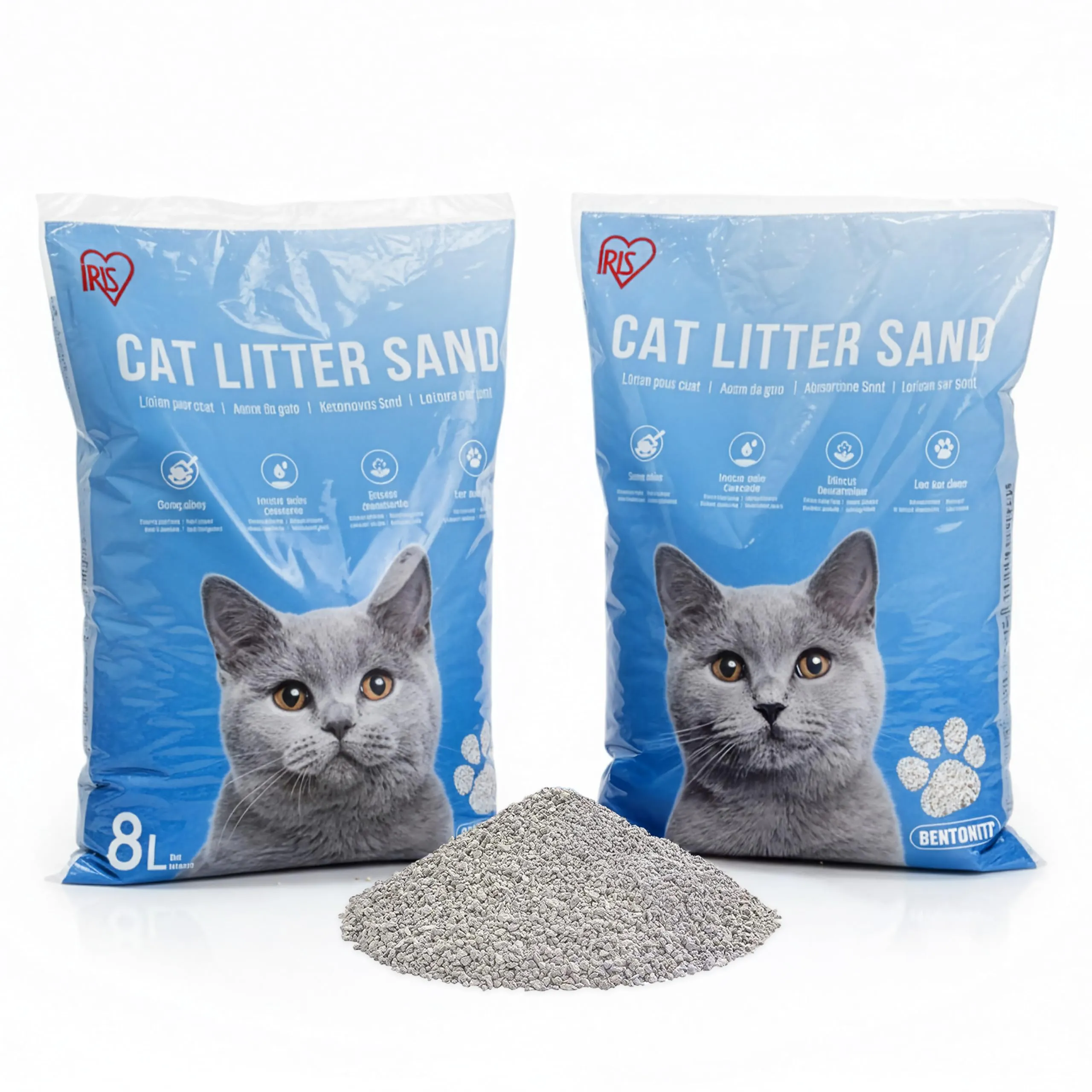 Iris Ohyama Lettiera per Gatti in Argilla Bentonite Naturale, KF8L, 2 sacchi da 8L, Non Profumata - immagine 1