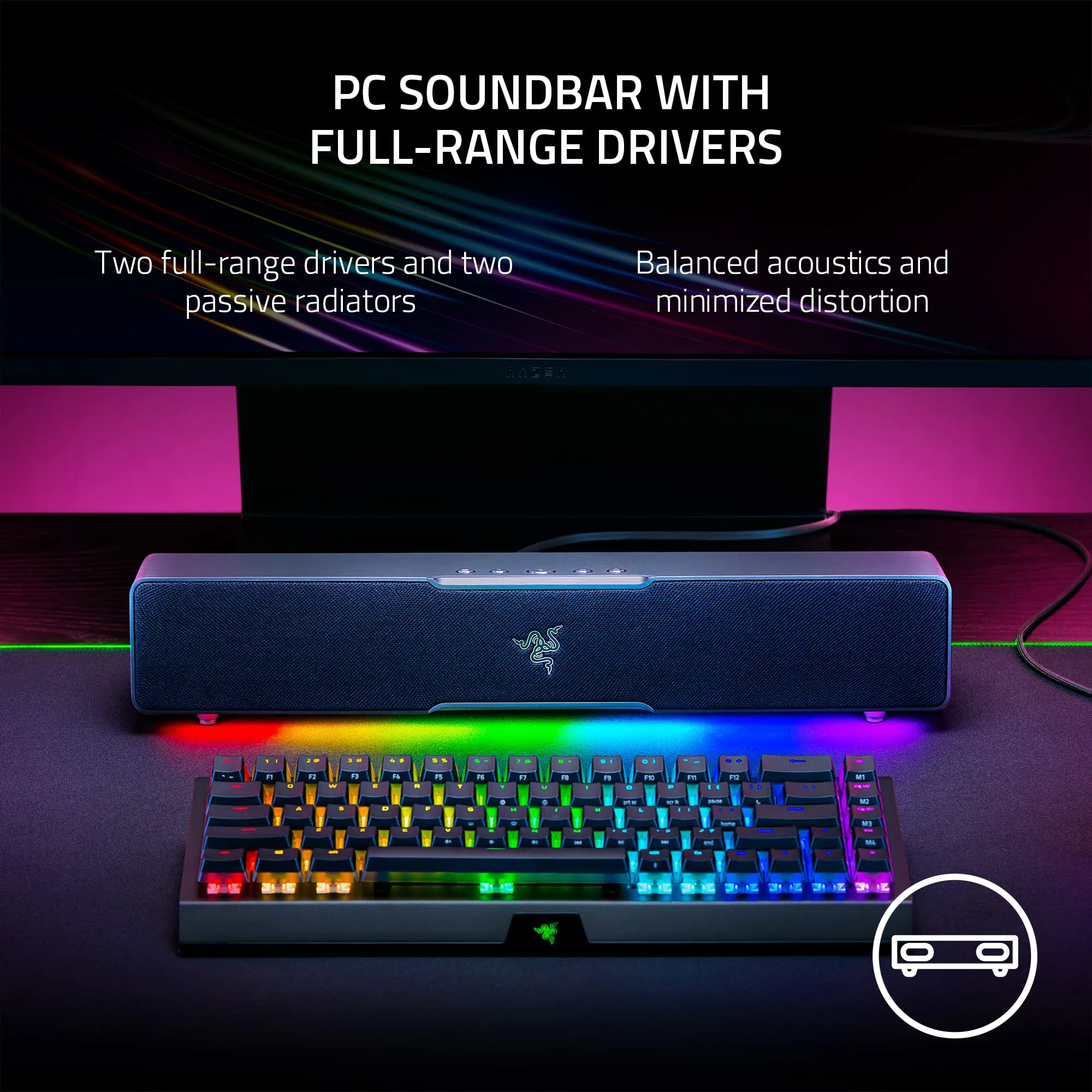 Razer Leviathan V2 X Soundbar per PC Gaming, Nero - immagine 3