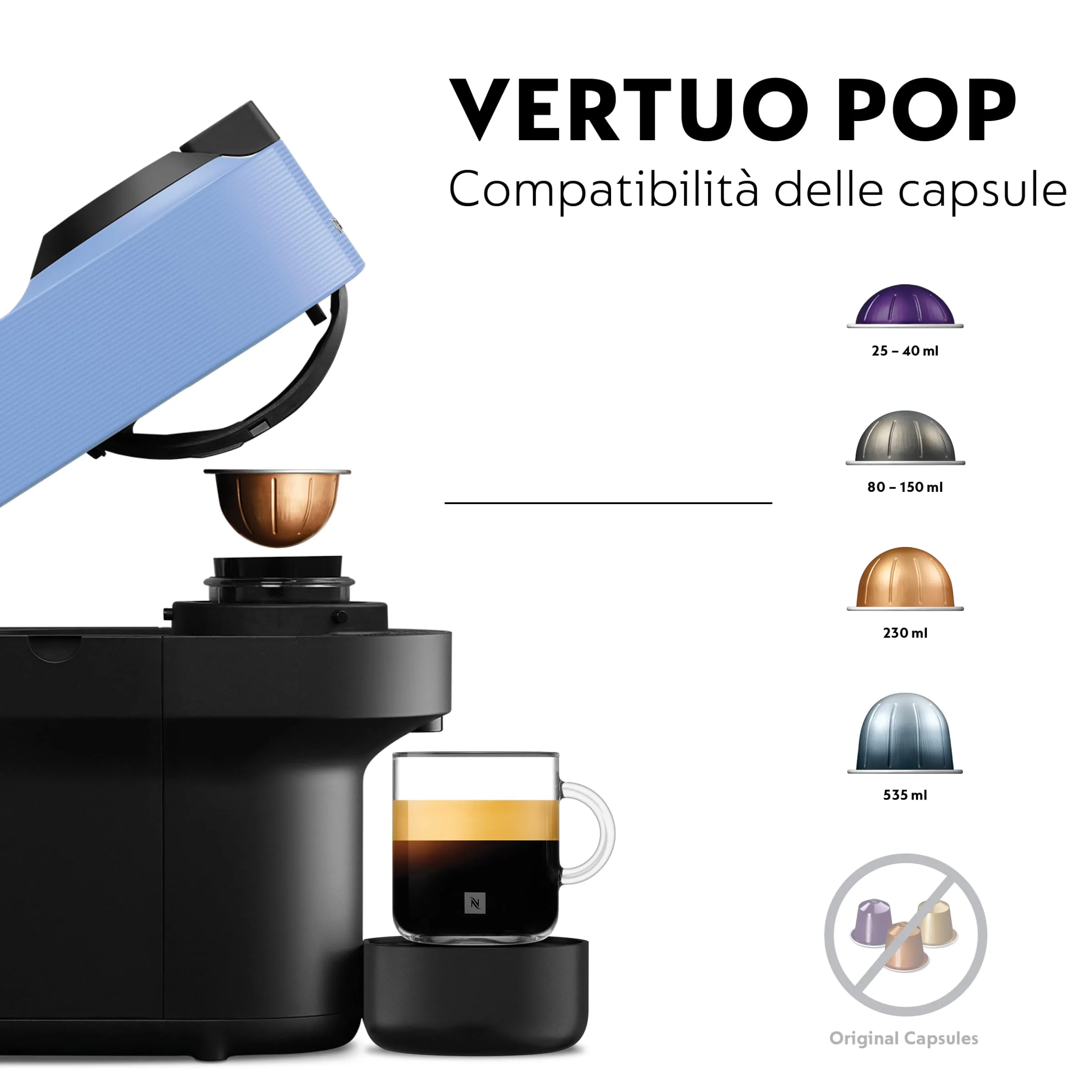 De'Longhi Nespresso Vertuo Pop ENV90.A Macchina del Caffè, Pacific Blue - immagine 5