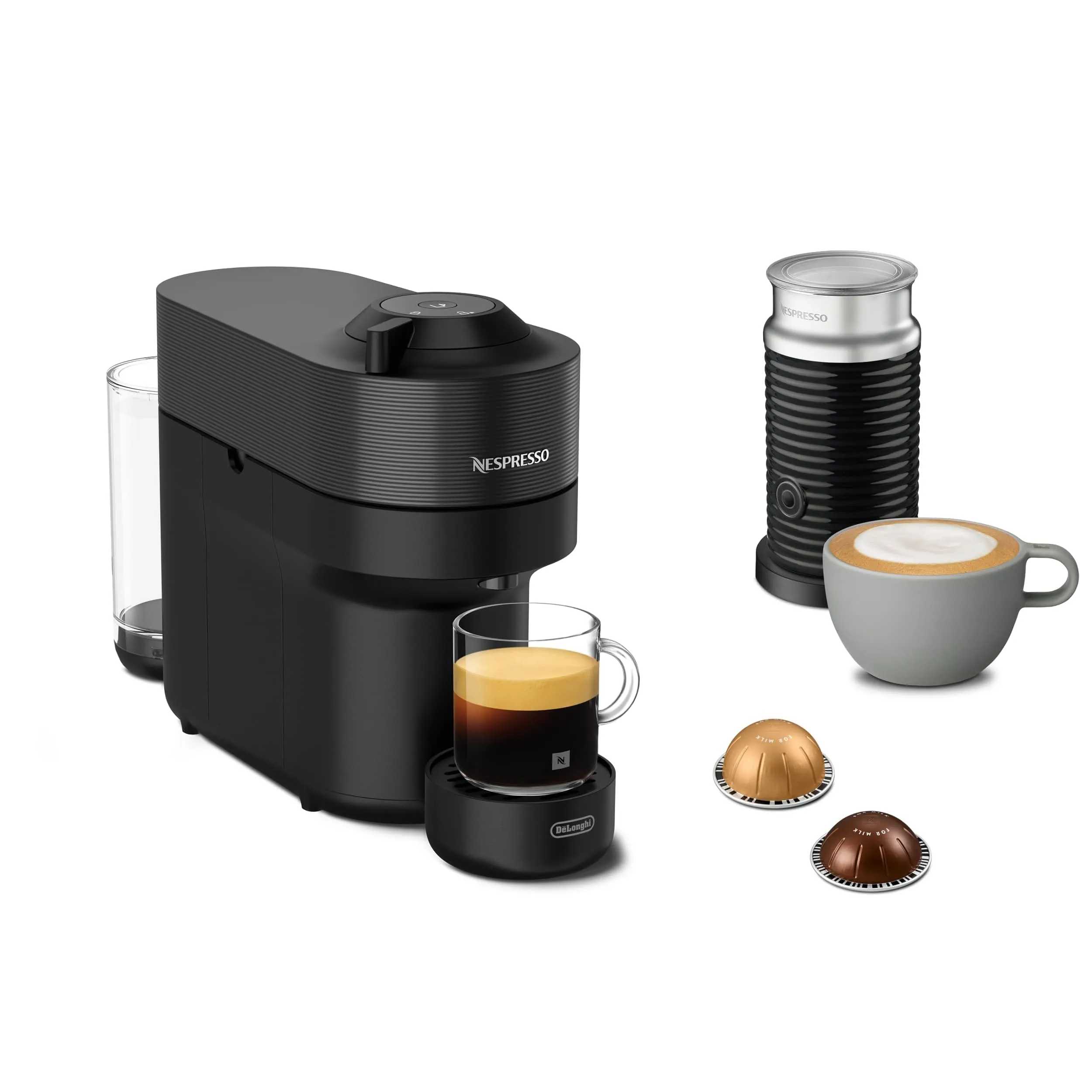 Nespresso De'Longhi Vertuo Pop e Aeroccino 3 ENV90.BAE, Nero - immagine 1