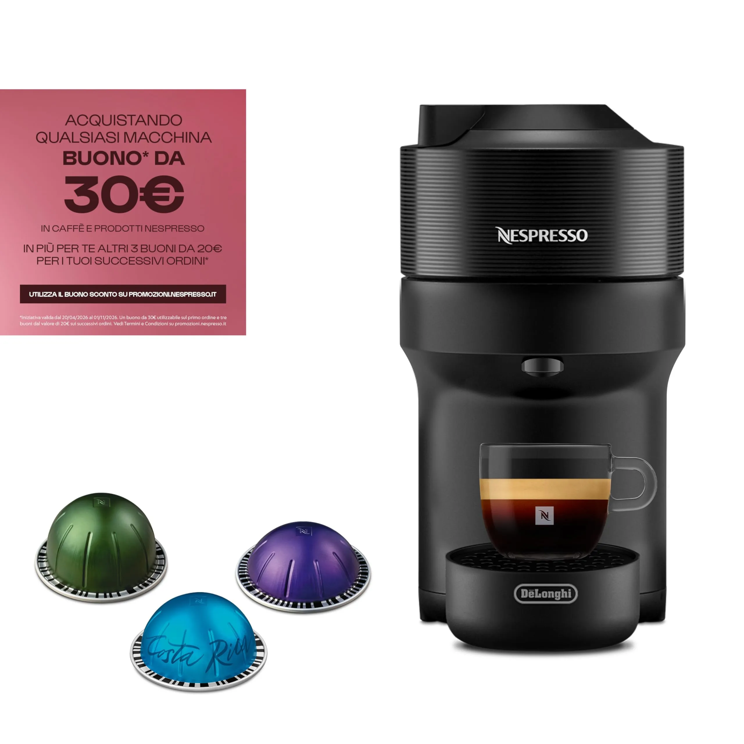 Nespresso De'Longhi Vertuo Pop e Aeroccino 3 ENV90.BAE, Nero - immagine 2