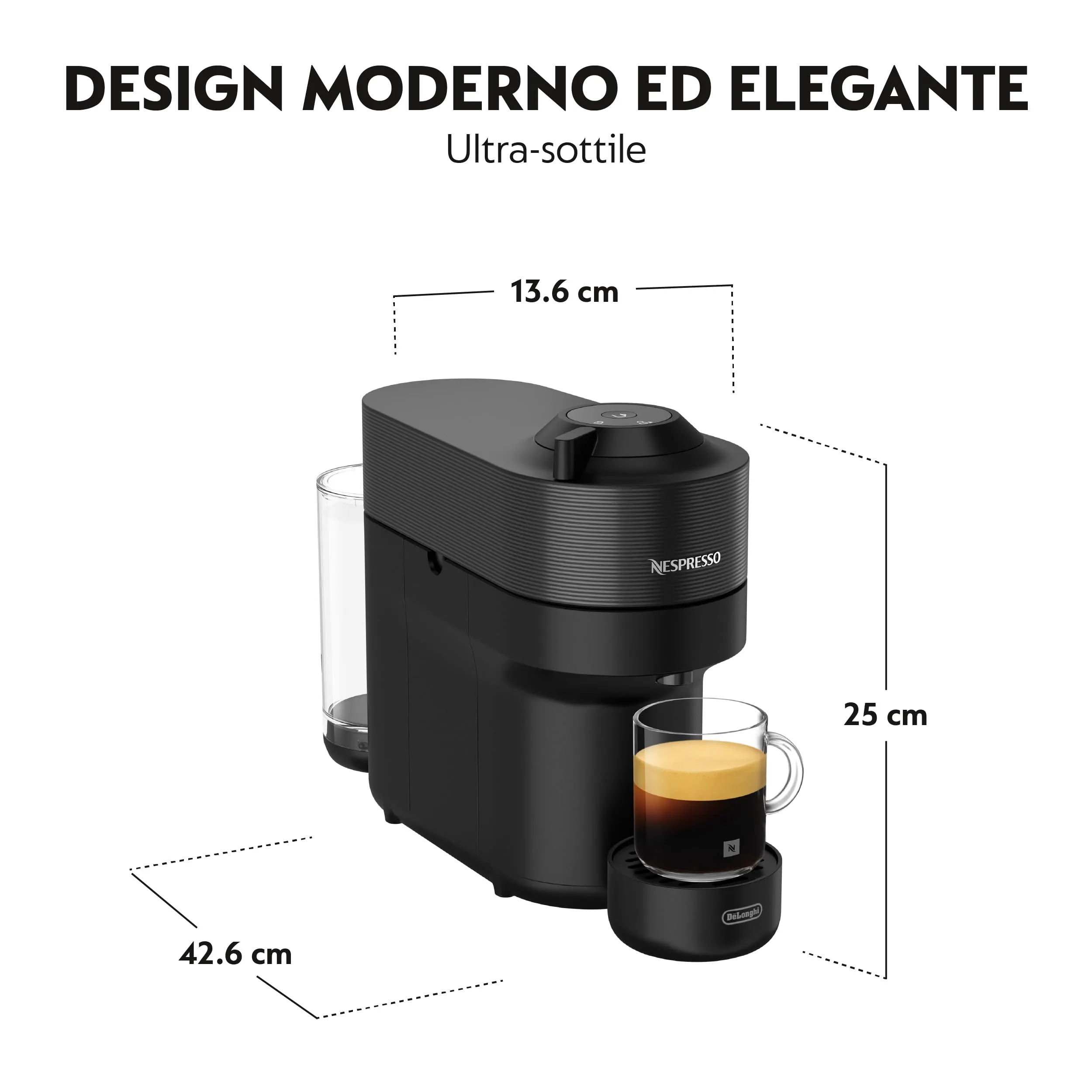Nespresso De'Longhi Vertuo Pop e Aeroccino 3 ENV90.BAE, Nero - immagine 6