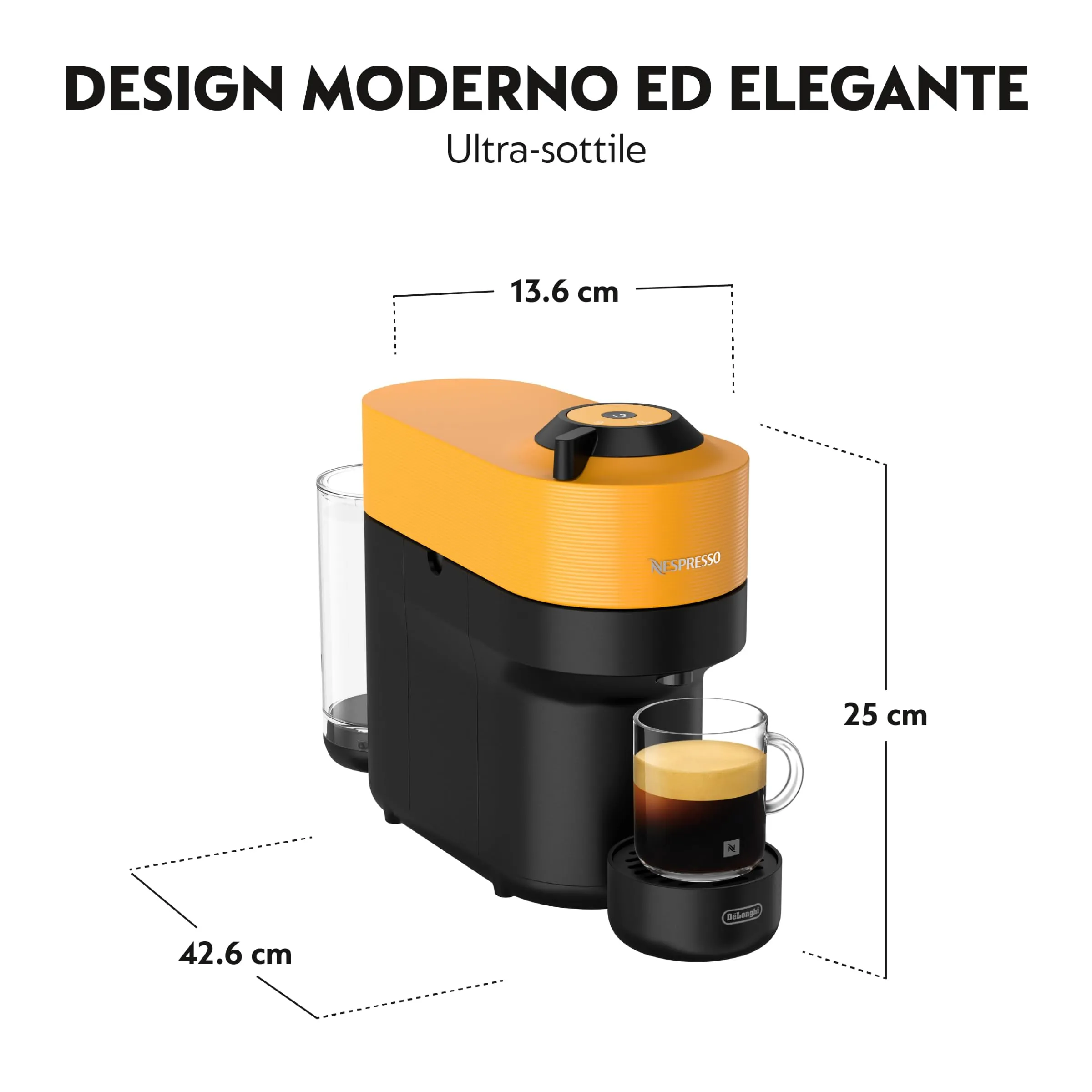 De'Longhi Nespresso Vertuo Pop ENV90.Y, Macchina Caffè a Capsule, Mango Yellow - immagine 2