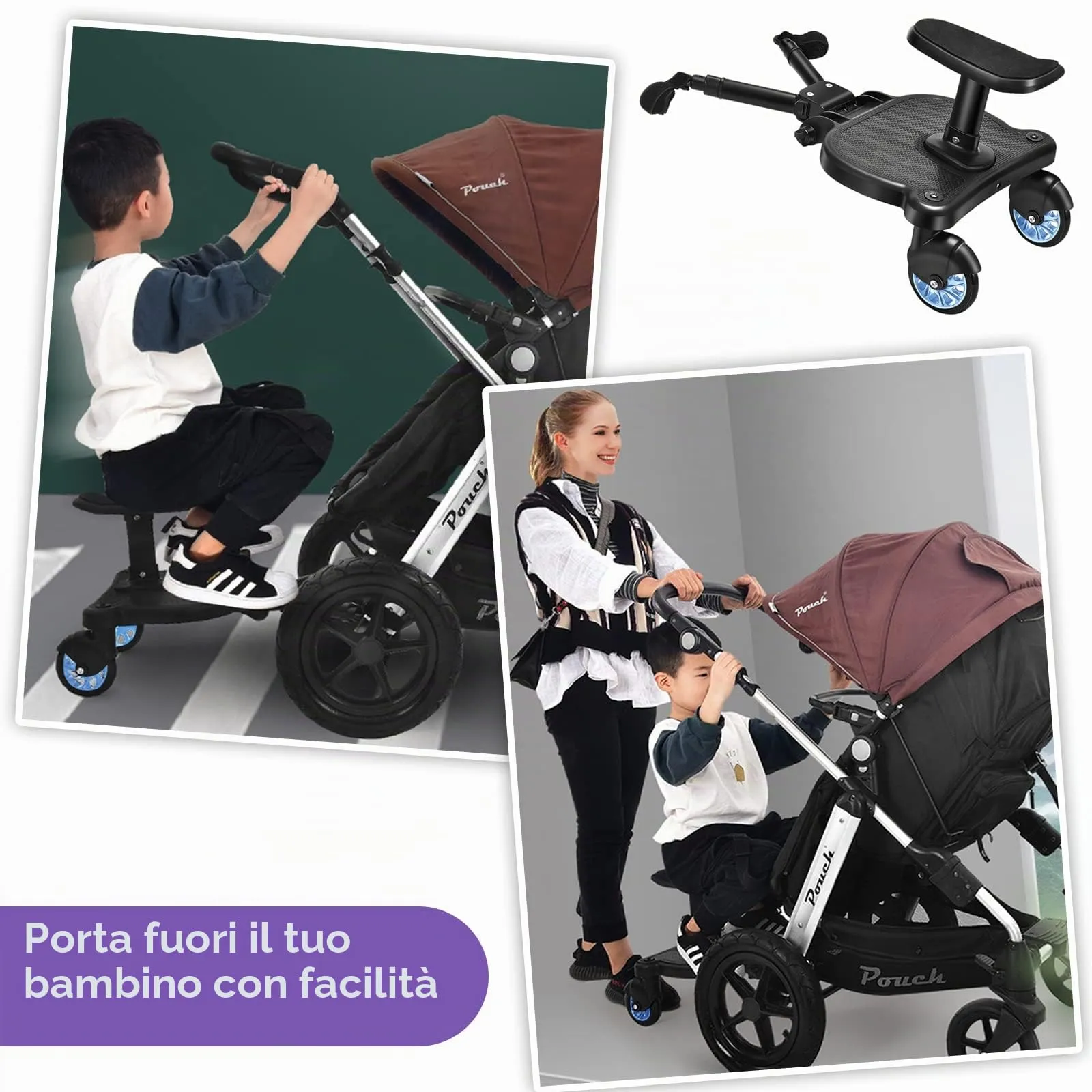 Vihir Pedana Universale per Passeggini con Sedile e due Ganci, per bambini 2-6 anni (25 kg) - immagine 2