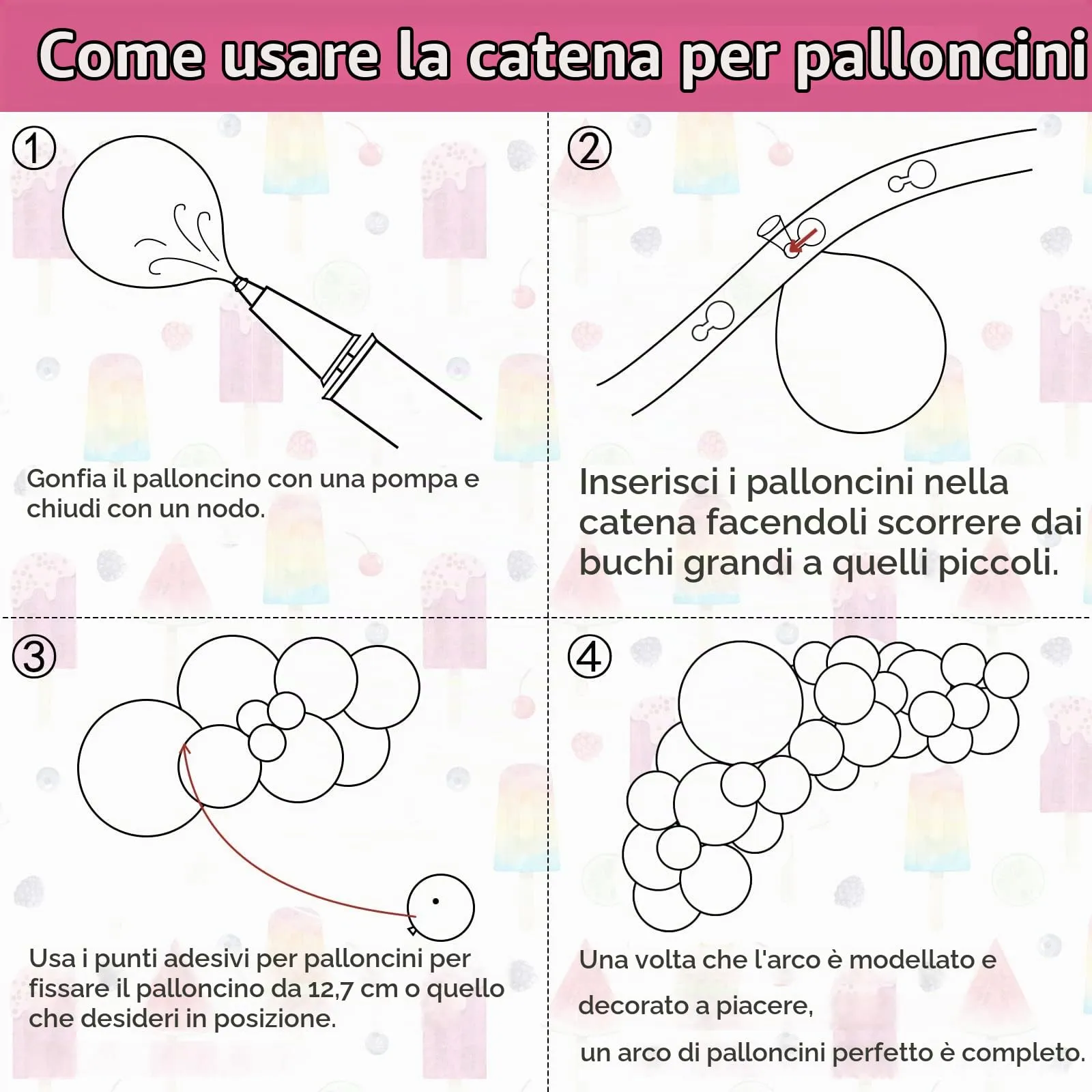 Ousuga Kit Arco di Palloncini Rosa Hot Pink Fuchsia, 106 pezzi (5, 10, 12, 18 pollici) con Nastro e Catena - immagine 7