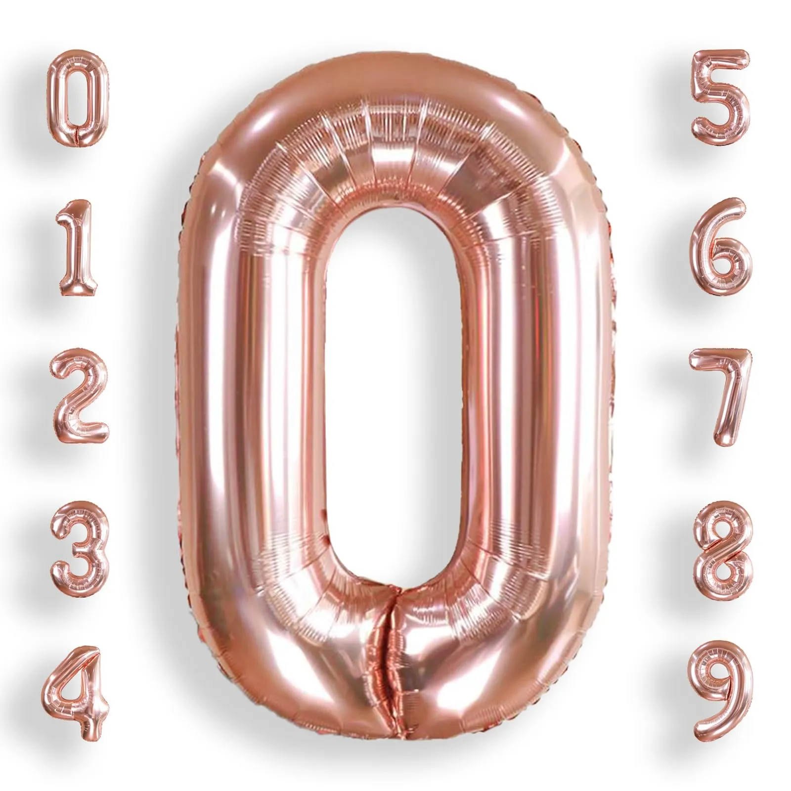 AULE Palloncino Numero 0 Rosa Gold, 101 cm, Mylar Foil - immagine 1