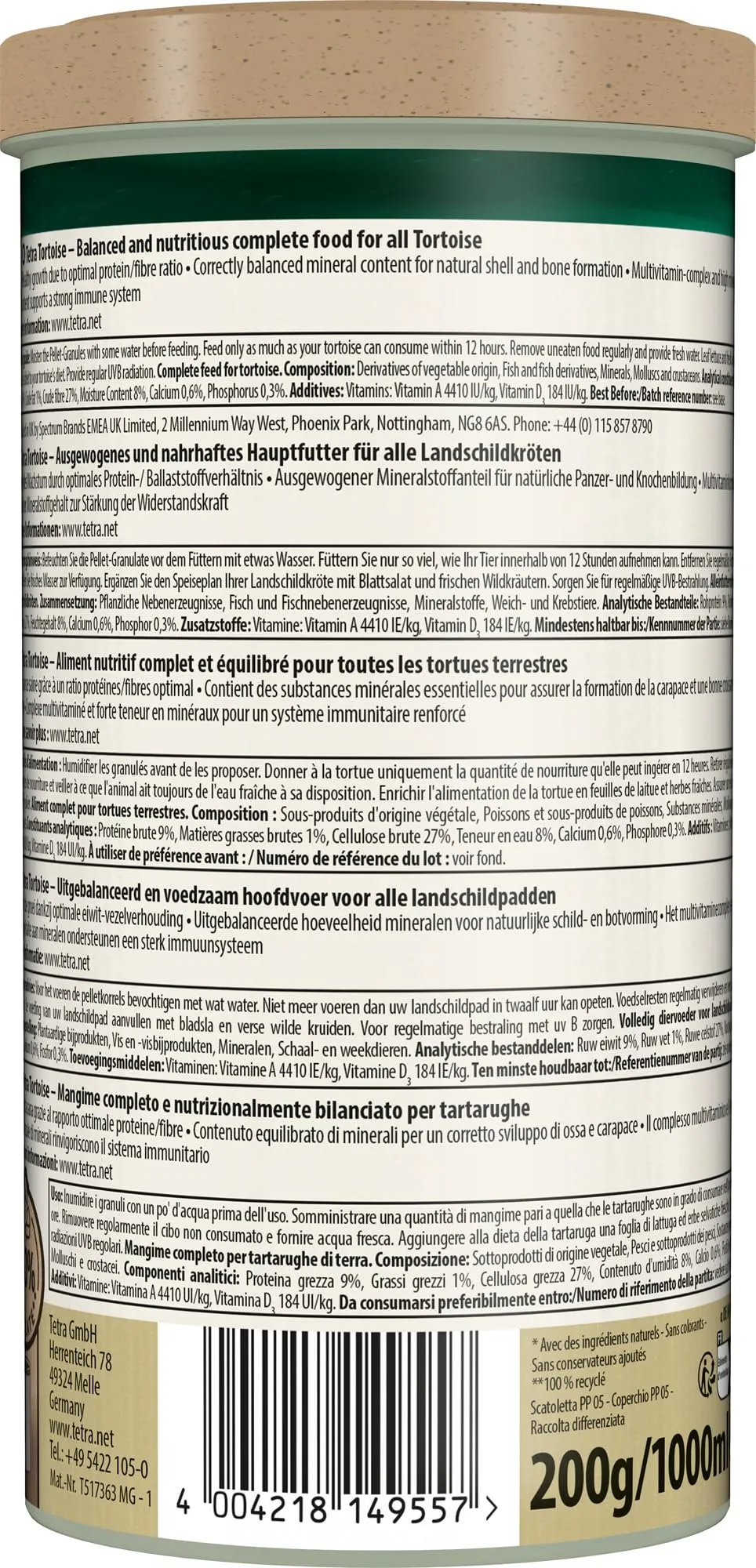 Tetra Tortoise Mangime di Base per Tartarughe di Terra 1 L - immagine 6