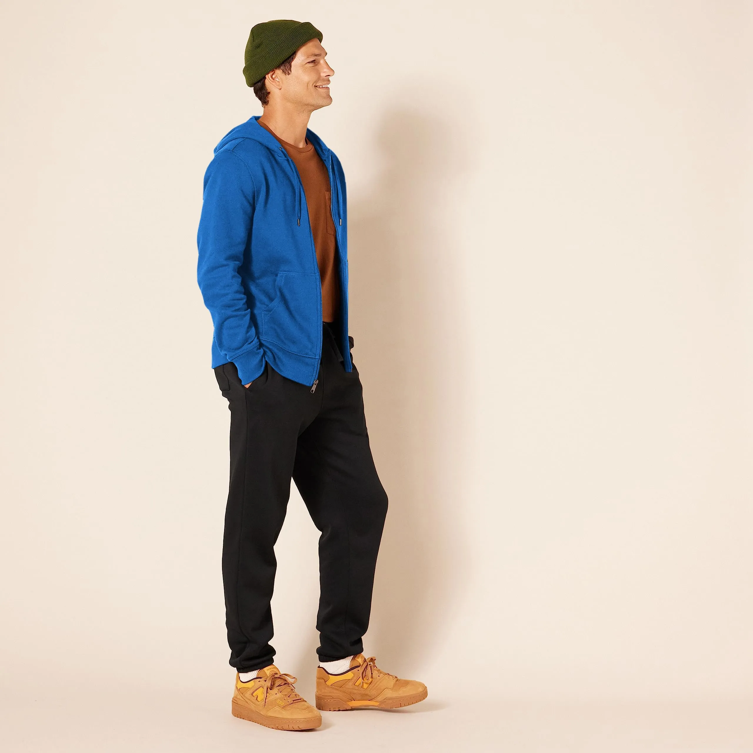 Amazon Essentials Felpa con Cappuccio in Pile con Zip Intera Uomo, Blu, S - immagine 5
